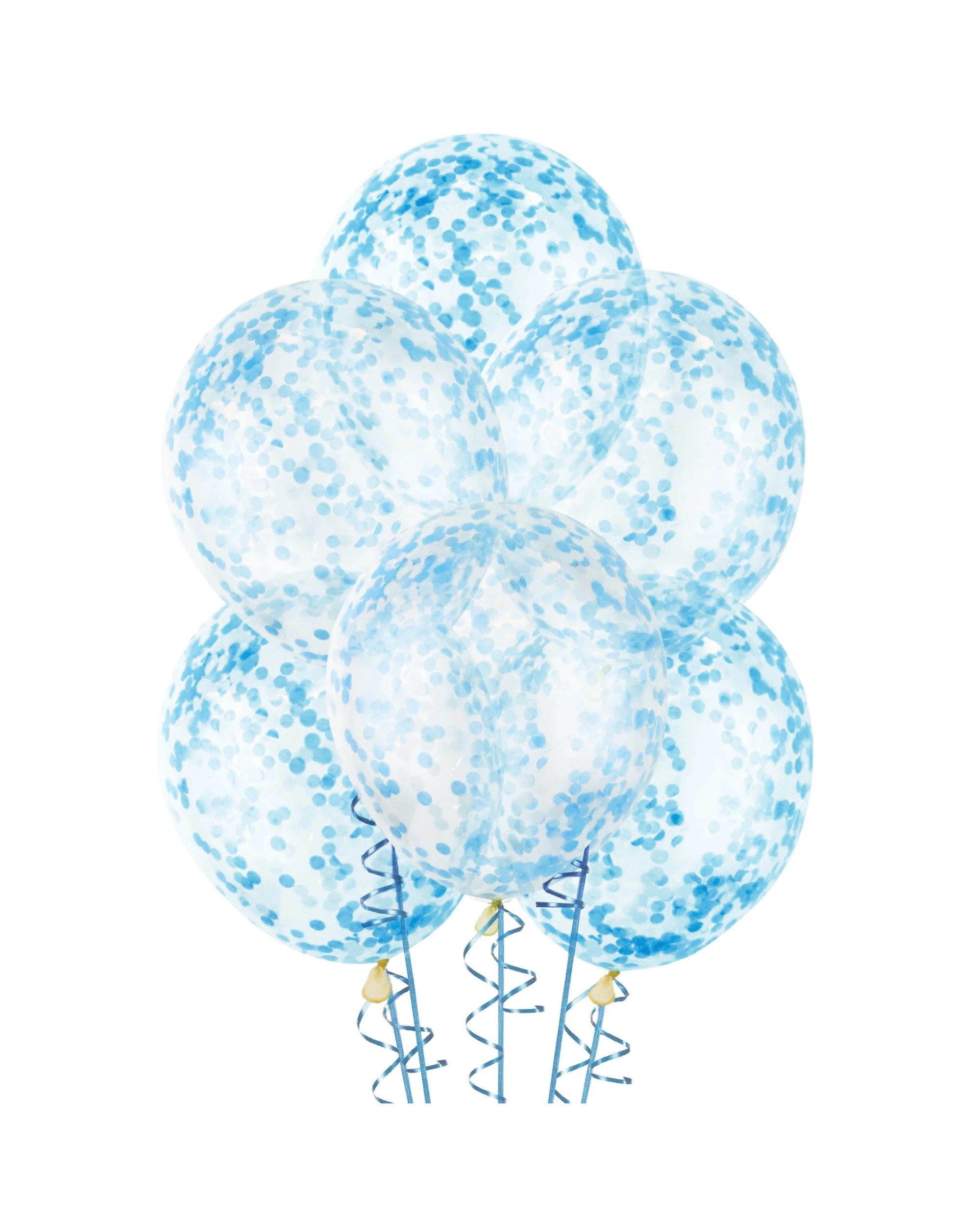 1 Unique Light Blue Pre-filled Confetti Balloons Pack of 6 - Light Blue, 1 of 2