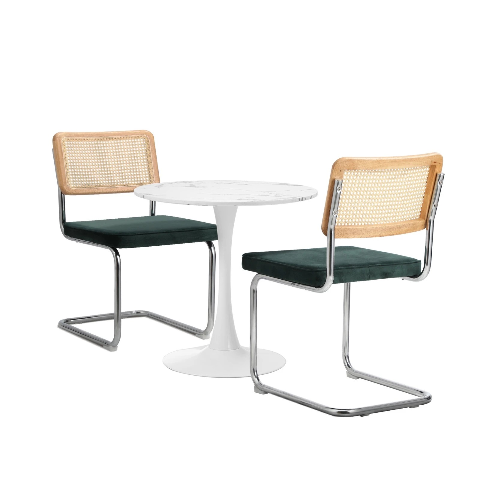 6 Oikiture 60cm Round Dining Table with 2PCS Dining Chairs Velvet - Multi, 6 of 9