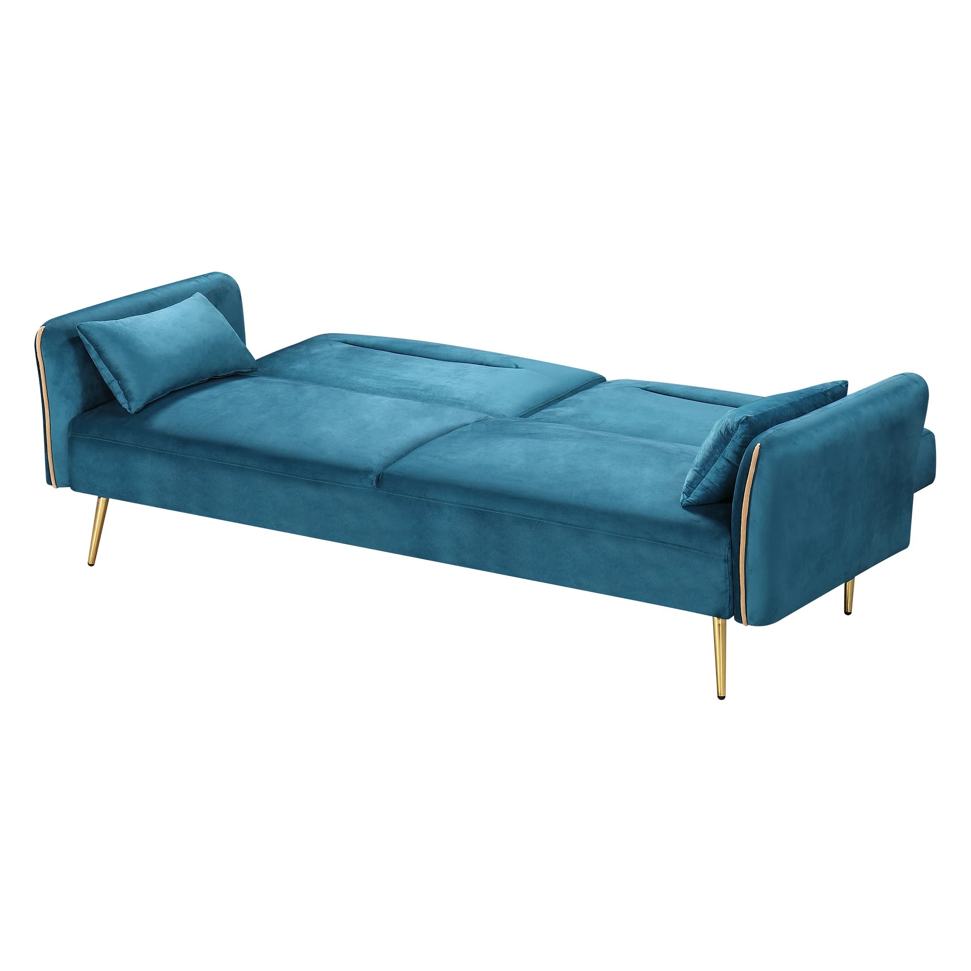 4 Levede 3 Seater Velvet Sofa Bed Blue, 4 of 6