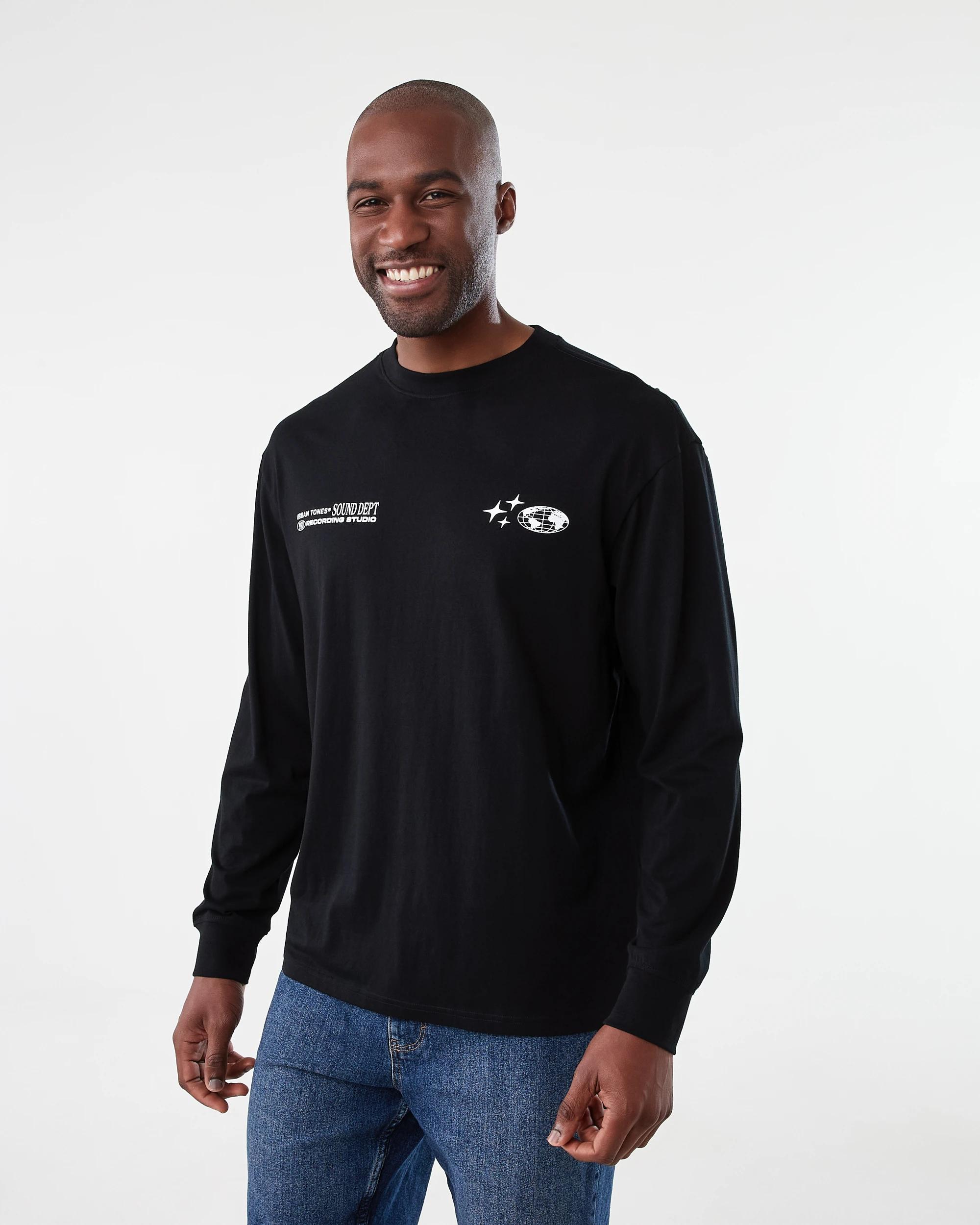 2 Long Sleeve Oversized Graphic T-shirt Black, 2 of 7