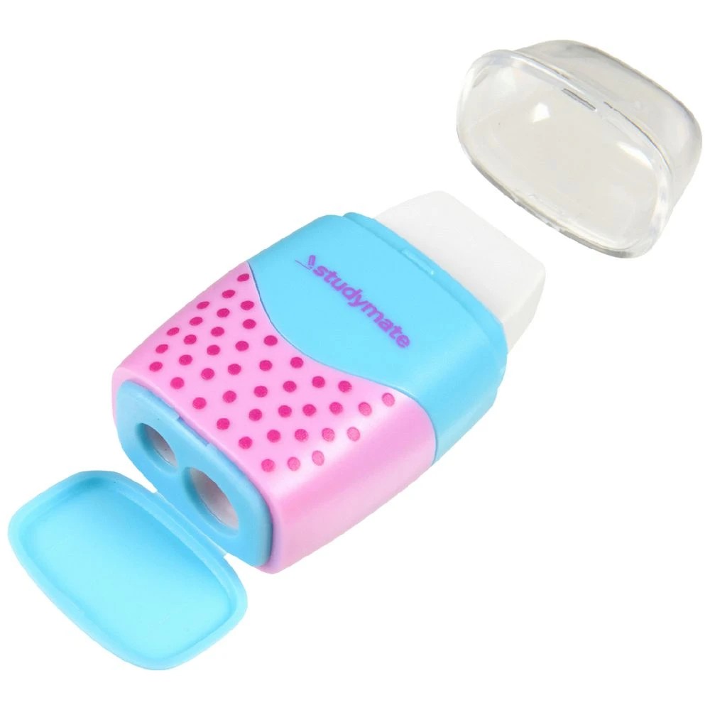 2 Studymate 2-in-1 Sharpener/Eraser Combo Blue/Pink, 2 of 4