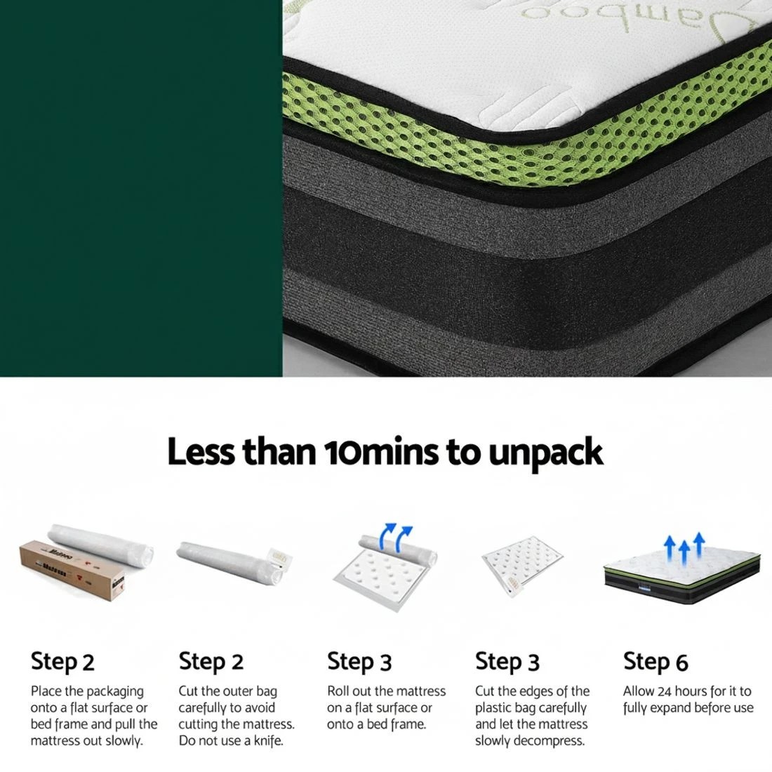 7 Giselle Mattress Cool Gel Foam 30cm Queen - Grey, 7 of 7