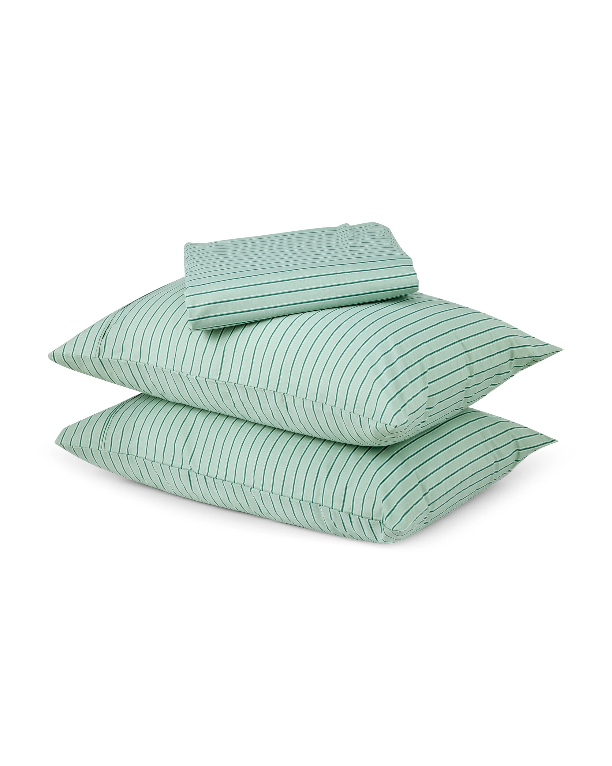 1 225 Thread Count Cotton Stripe Sheet Set - Double Bed, Sage, 1 of 6