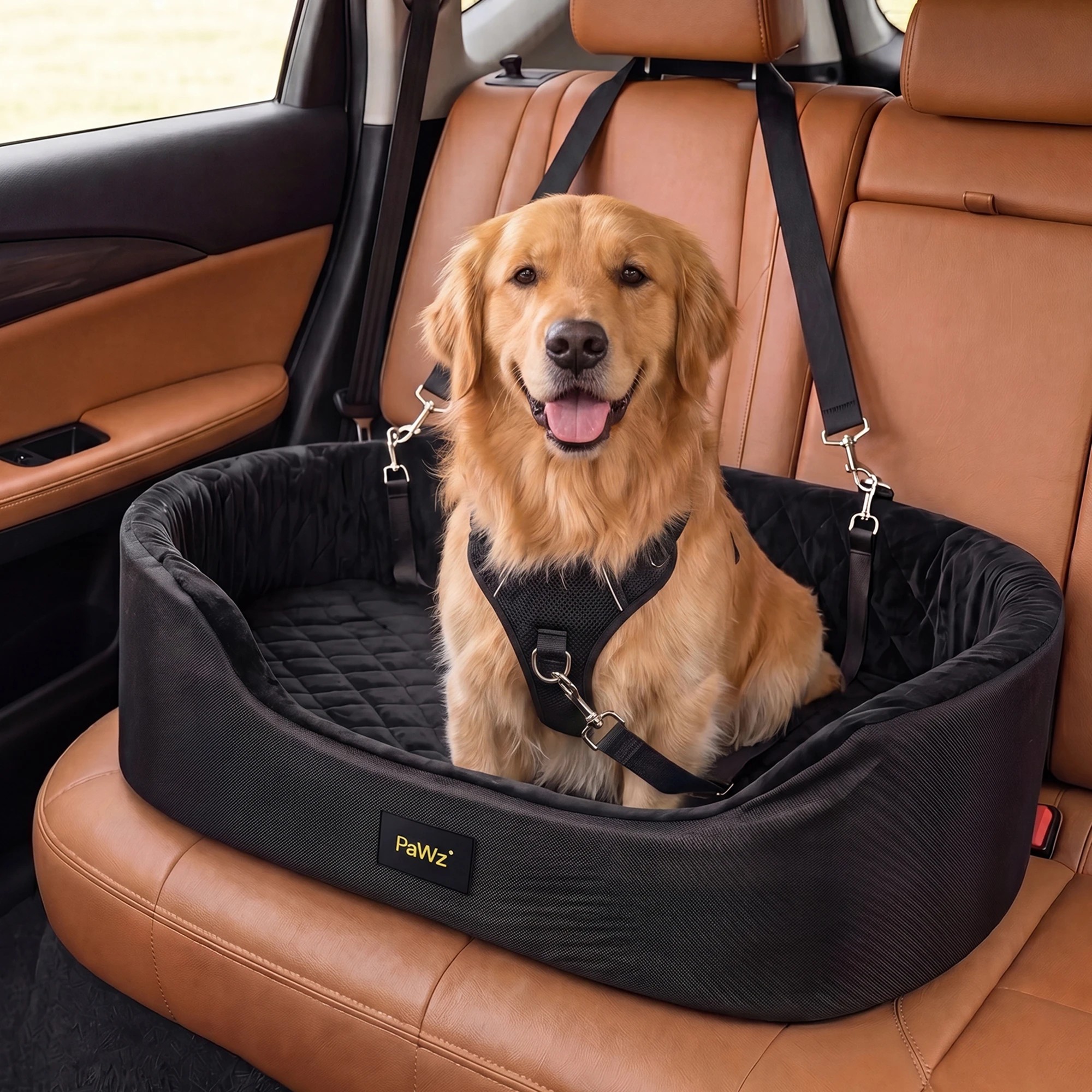 8 Pawz Dog Car Seat  Pet Car Seat  Elevated 10cm  Plush Oxford Black, 8 of 8