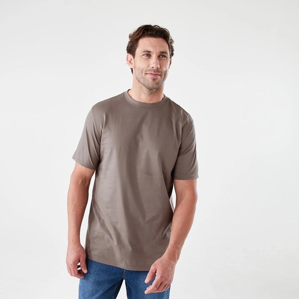 1 Australian Cotton Crew Neck T-shirt DRIFT BROWN, 1 of 5