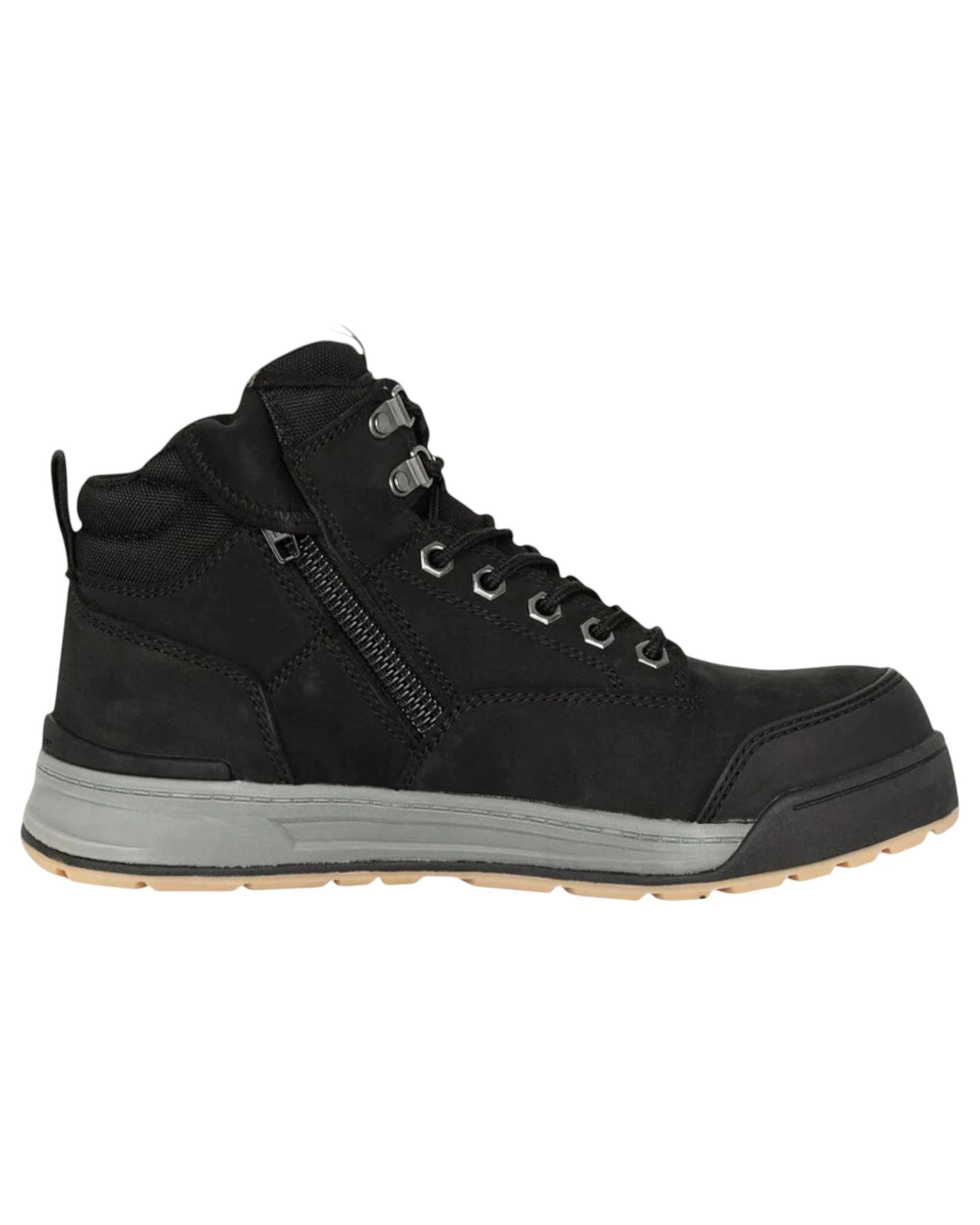2 Hard Yakka Mens 3056 Lace Boots Zip Steel Top Cap Industrial Boot BLACK, 2 of 7
