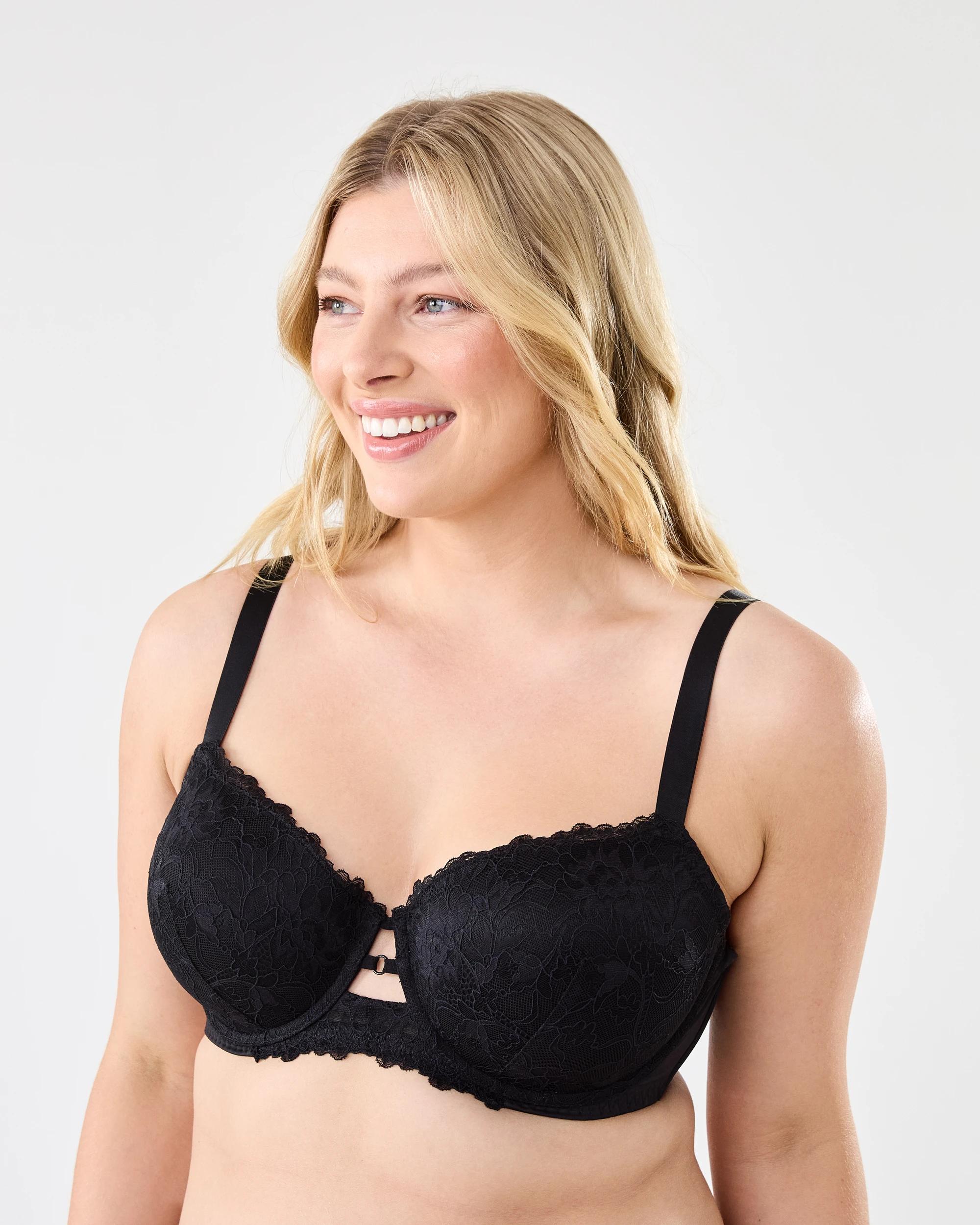 2 Full Figure Lace Balconette Bra Black, 2 of 6