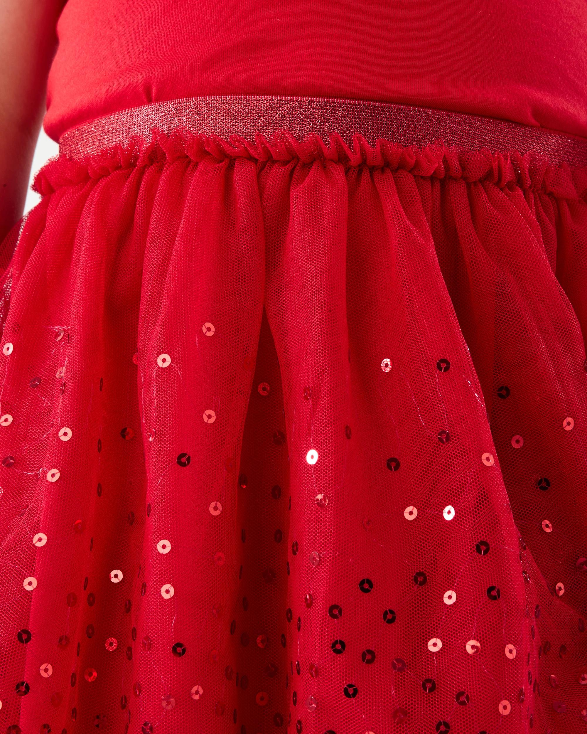 4 Christmas Sequin Tutu Skirt Strawberry, 4 of 6