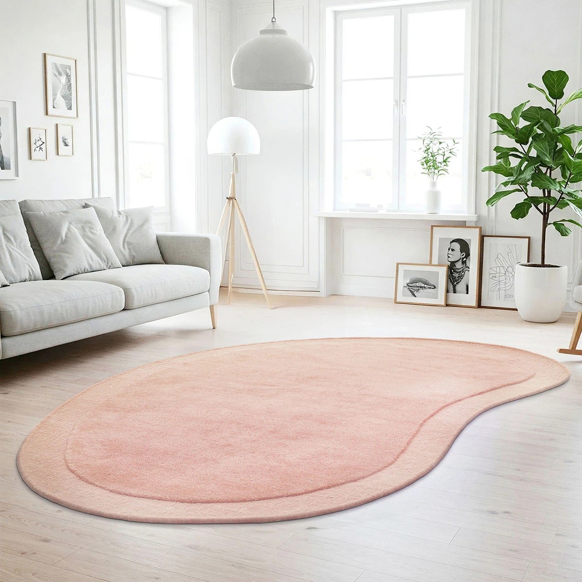 1 Common Ground Rugs Calista 320x230cm Shaped - Extra Large Hand Tufted Wool Rug - Pink, 1 of 7