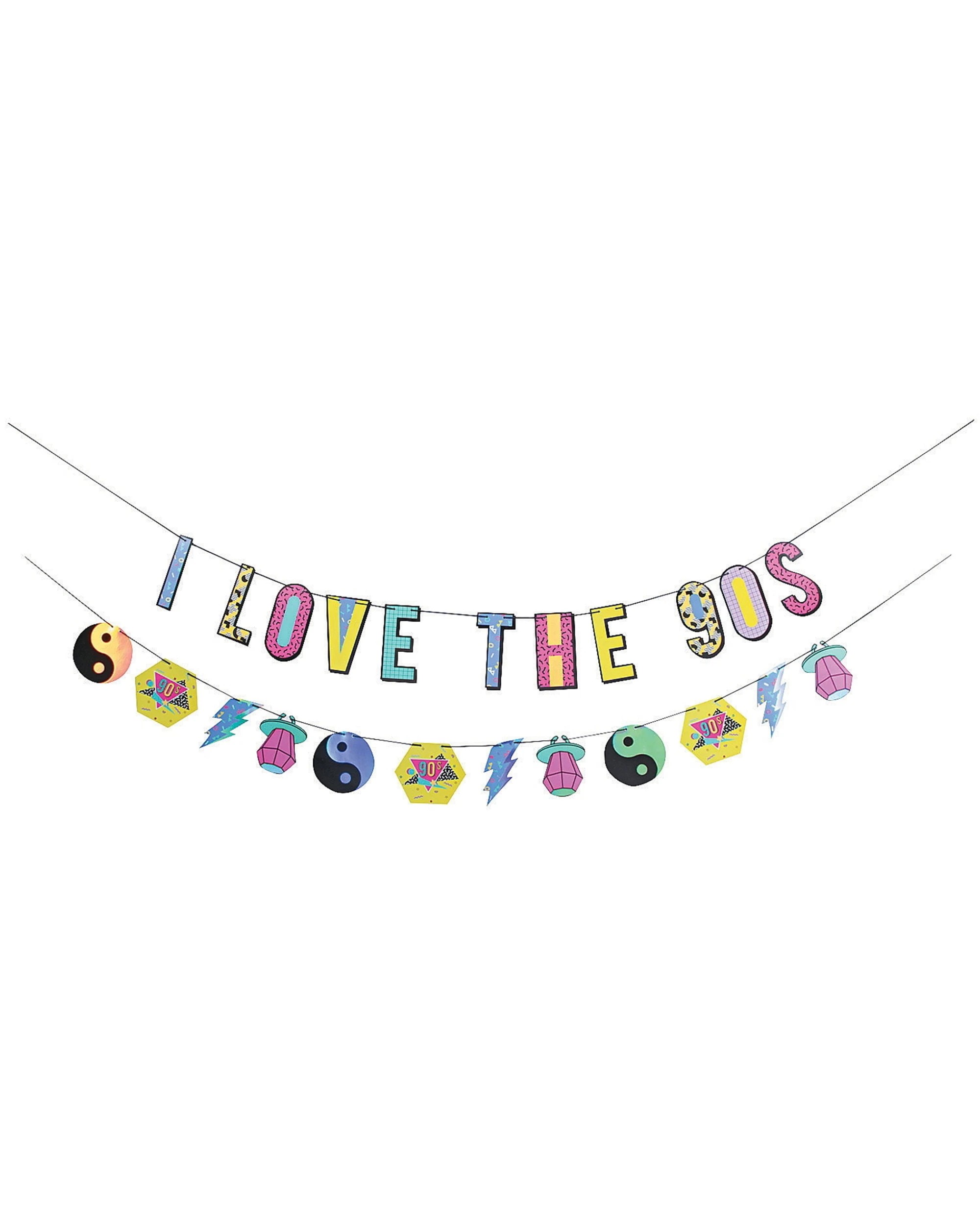 1 Oriental Trading I Love the 90's Cutout Garlands Pack of 2 - Multi, 1 of 1