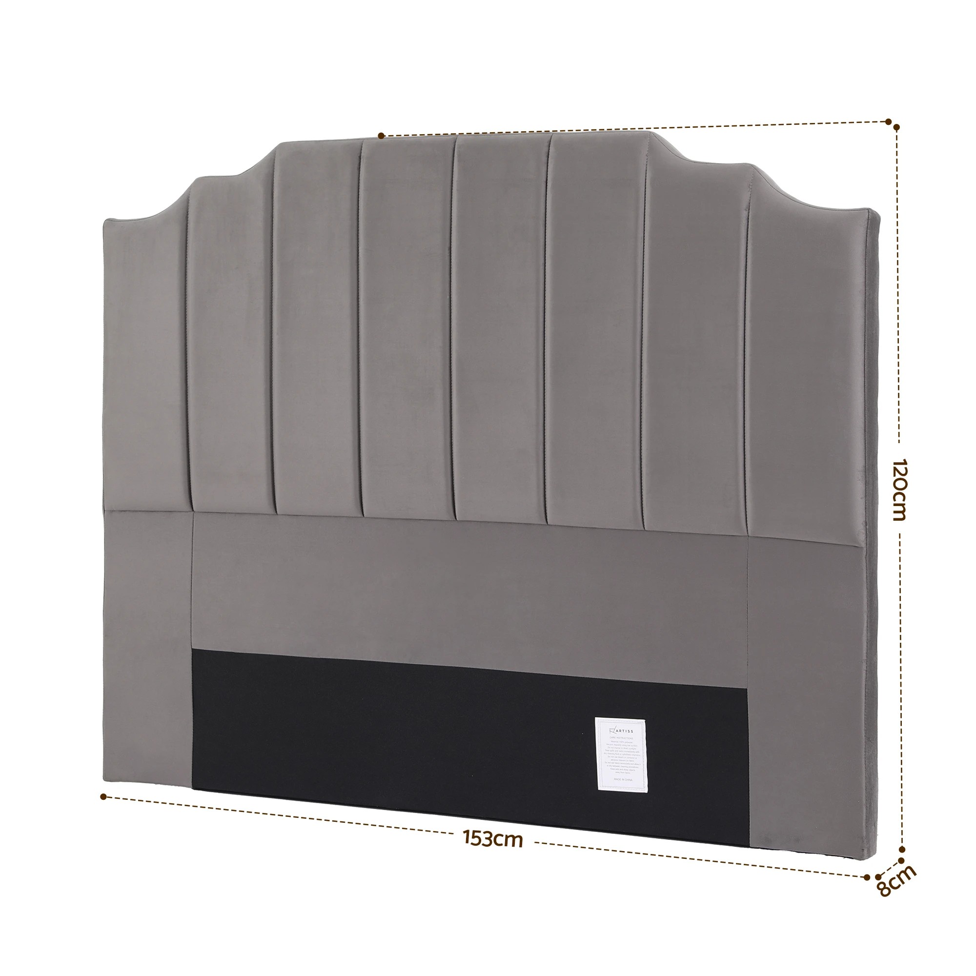 2 Artiss Bed Head Headboard Queen Velvet 153CM - Grey, 2 of 8