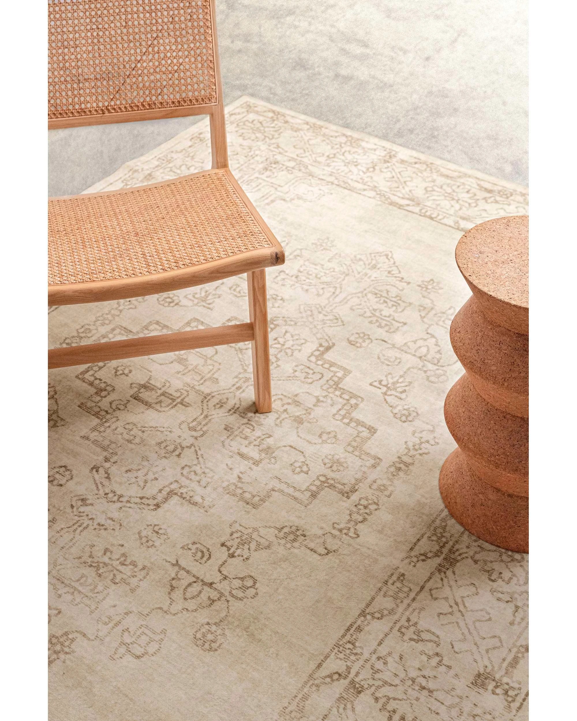 3 Loopsie Castile Traditional Floral Washable Rug-220cm x 150cm - Brown, 3 of 7