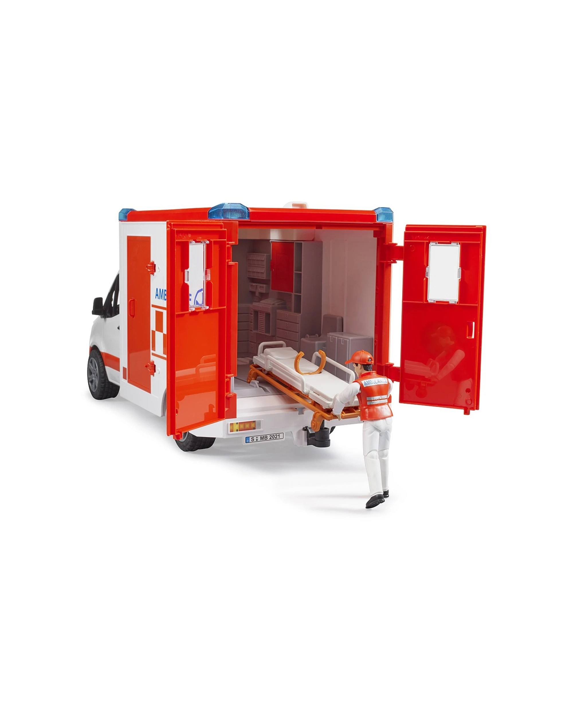 4 Bruder Mercedes G3 Sprinter Ambulance Vehicle With Driver Light And Sound 4 Years Plus - White, 4 of 5