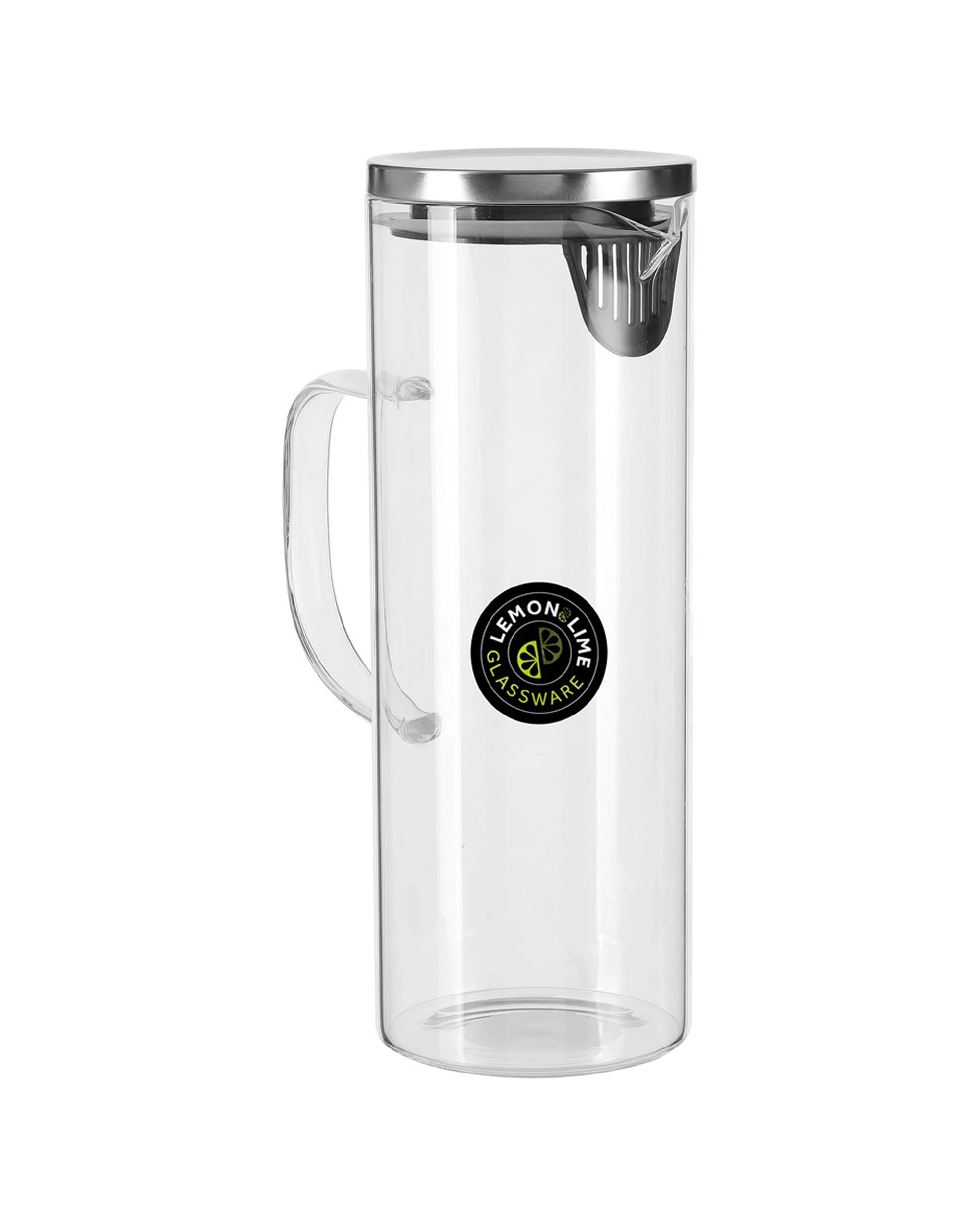1 Lemon & Lime 1.8l 28cm Glass Cold/drinks/juice/water Fridge Jug/pitcher W/ Lid
 - Clear, 1 of 3