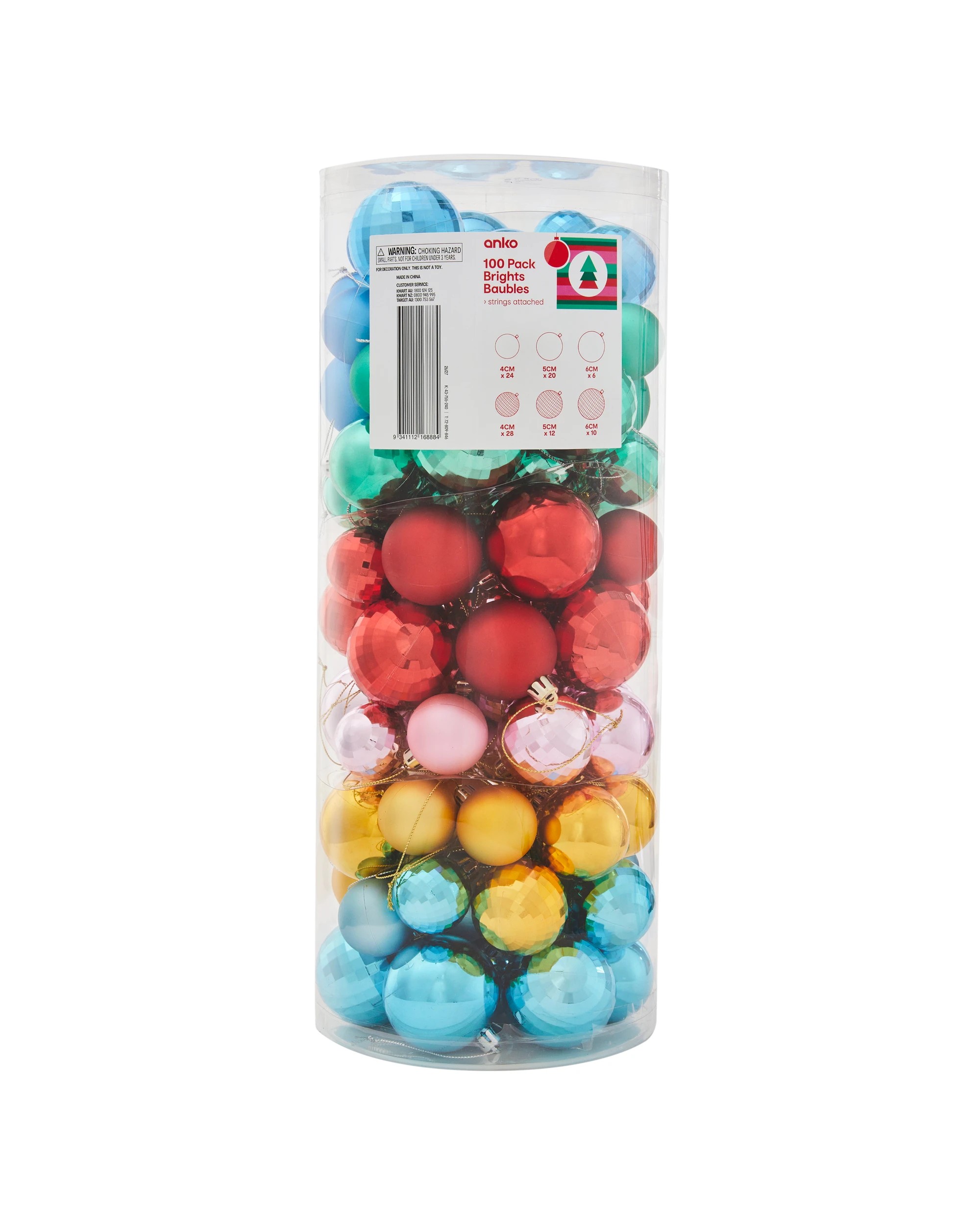 9 100 Pack Brights Baubles, 9 of 9