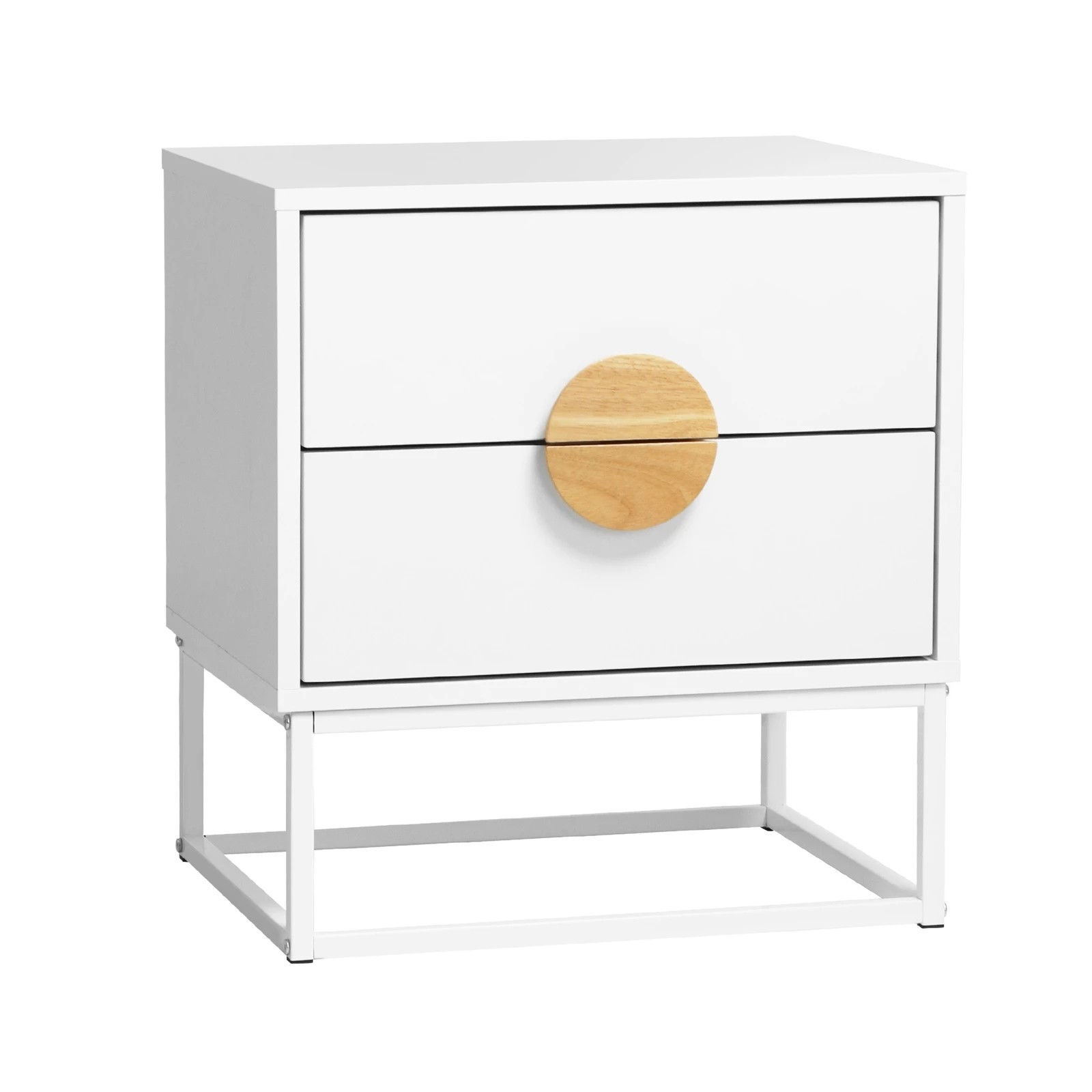 6 Oikiture Bedside Table Nightstand 2 Drawers Side End Table Steel Legs - White, 6 of 8