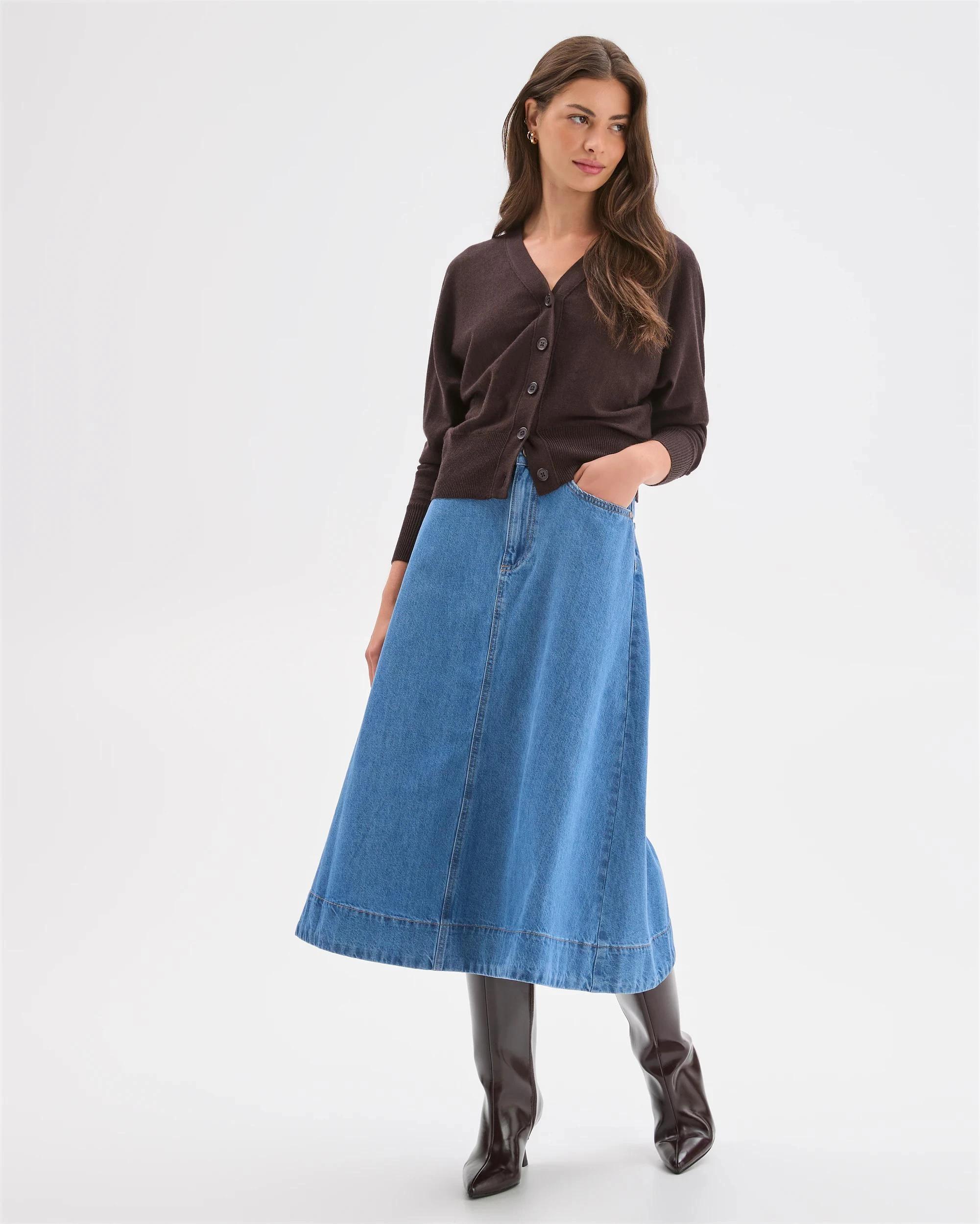 1 Target Petites Petites Australian Merino Wool Long Raglan Sleeve Cardigan DARK CHOCOLATE, 1 of 7