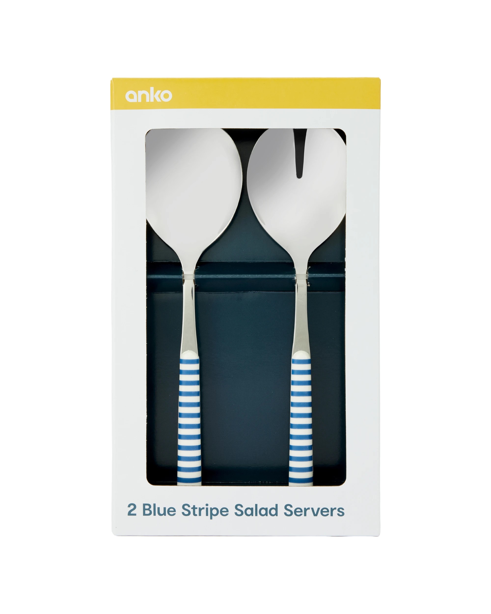 5 2 Pack Blue Stripe Salad Servers, 5 of 6