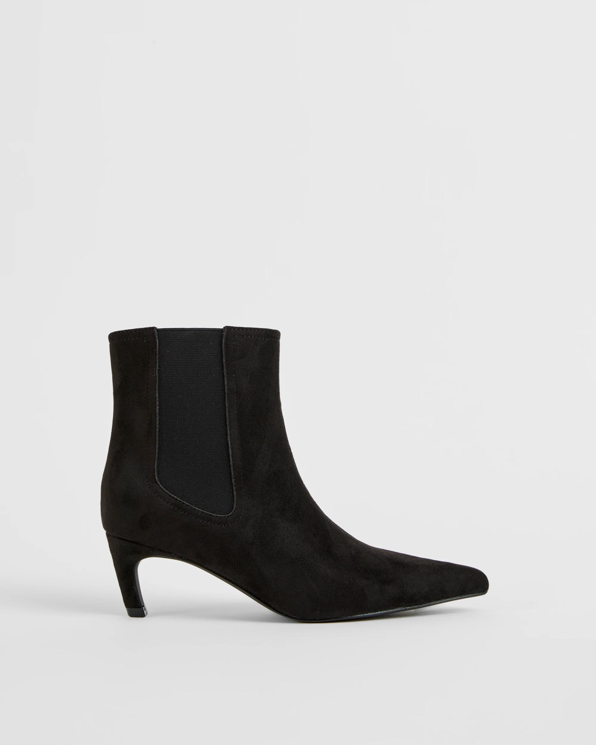 1 Target Woman Gusset Kitten Heel Boots BLACK FX SUEDE, 1 of 3