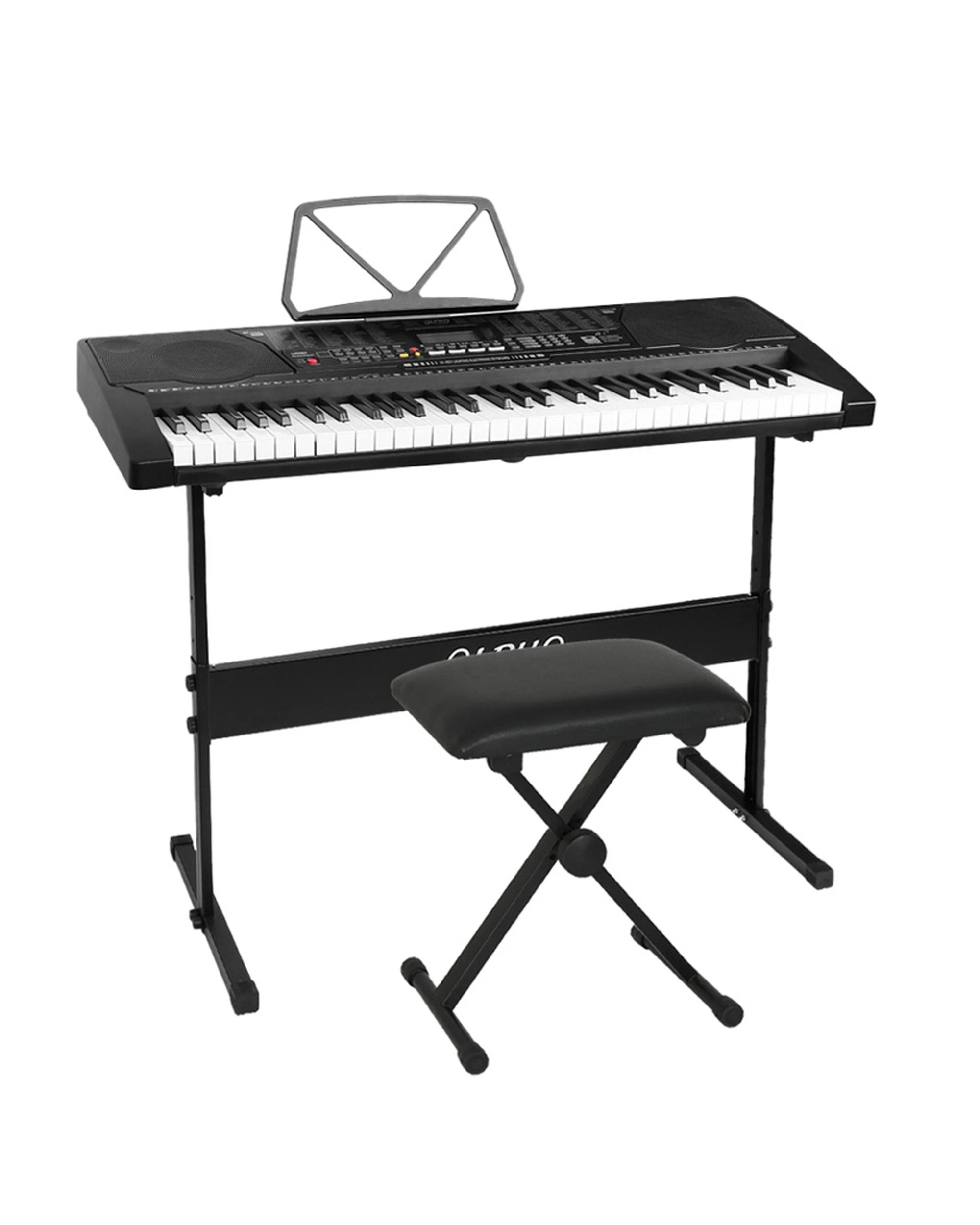 1 Alpha 61 Keys Electronic Piano Keyboard Digital Electric w/ Stand Stool Lighted - Black, 1 of 6