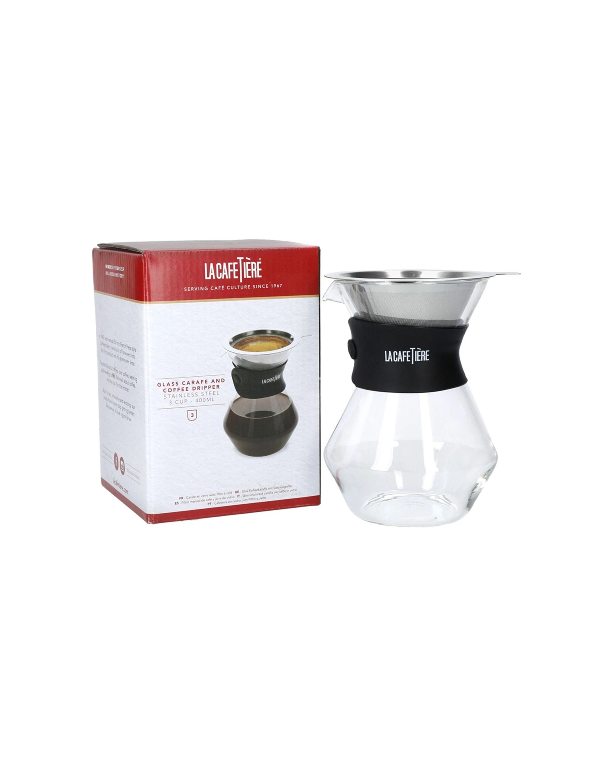 8 La Cafetiere 3 Cup Glass Coffee Dripper With Stainless Steel Filter 400ml - Black, 8 of 8