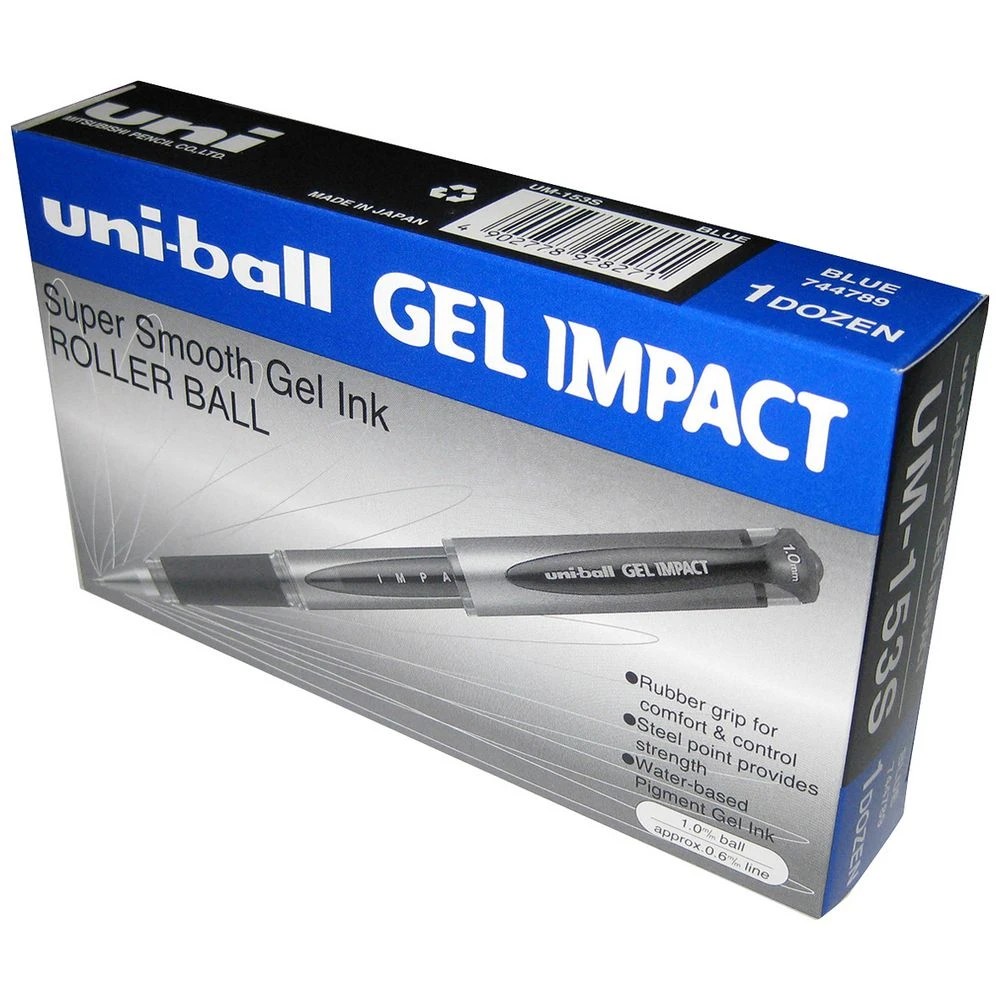 1 Uni-Ball Gel Impact Gel Pen 1mm Blue 12 Pack, 1 of 4