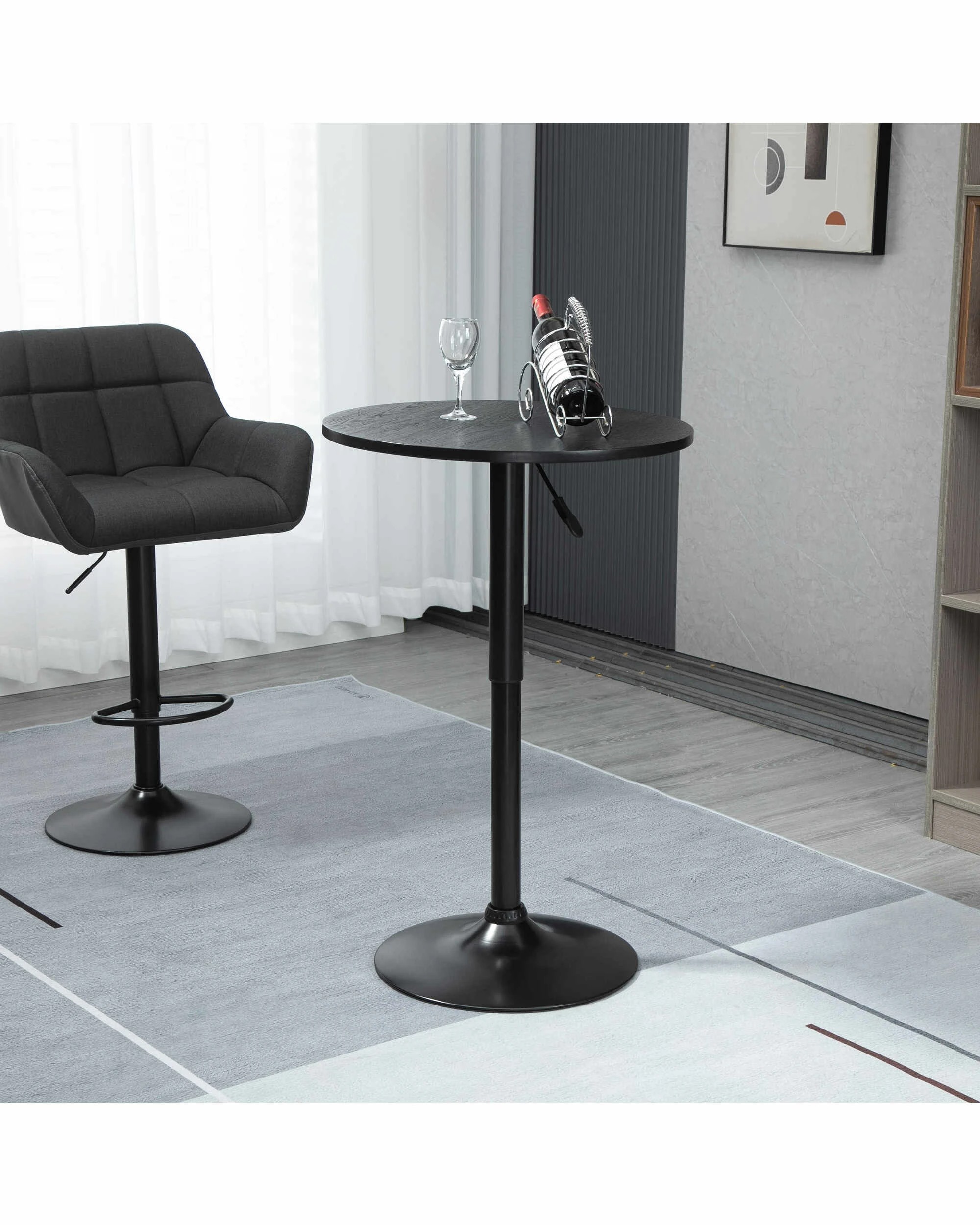 4 IHOMDEC Walnut Wood Round Bar Table - Black - Black, 4 of 10
