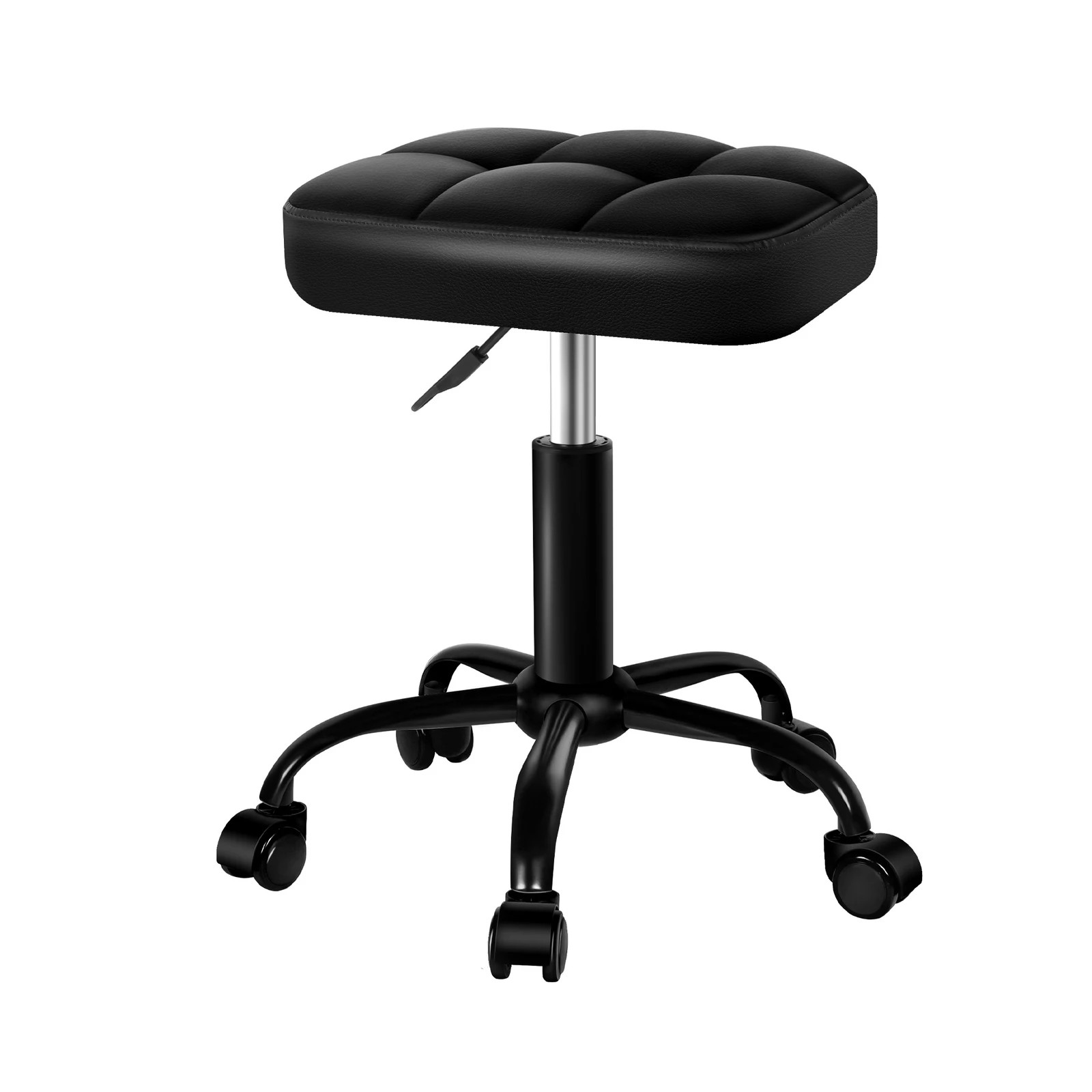 1 Alfordson Salon Stool Square Swivel Barber Hair Dress Chair - All Black, 1 of 9