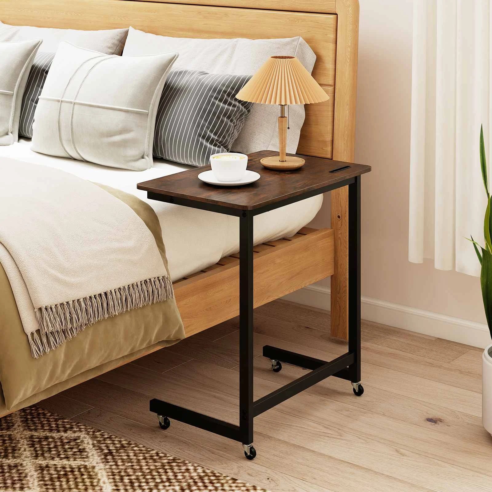 4 Costway C-shaped End Table Mobile Bedside Table Space-saving 60cm, 4 of 4