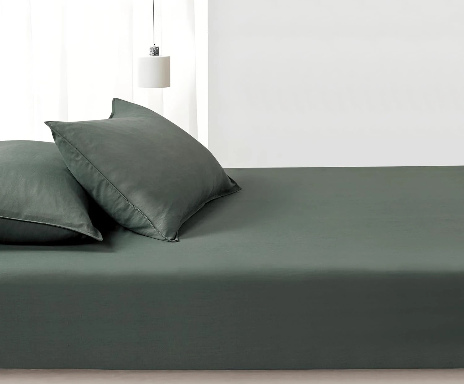 3 CleverPolly 100% Vintage Washed Microfibre Fitted Sheet Set - Khaki Green - King Bed, 3 of 5