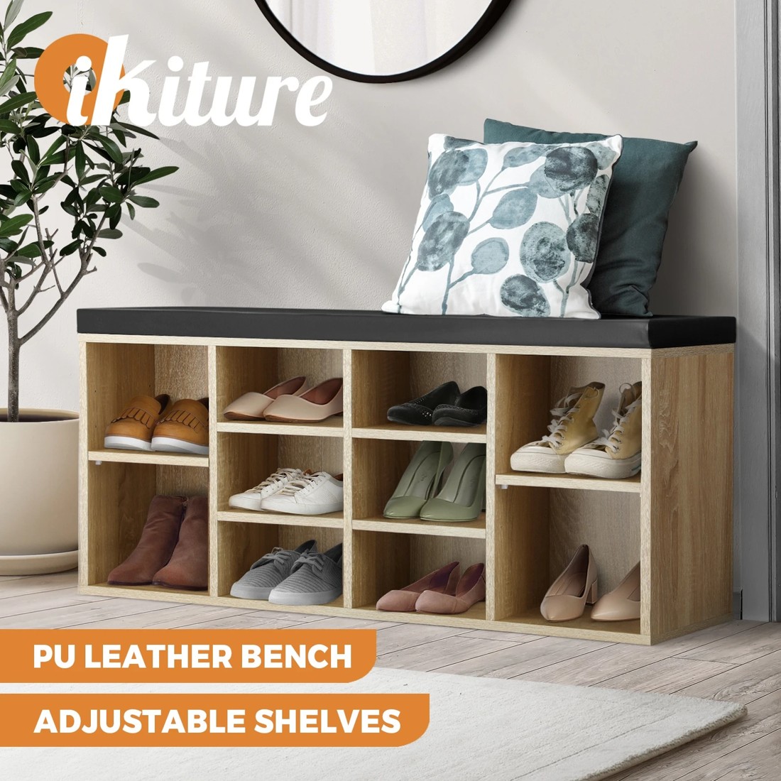 2 Oikiture Shoe Cabinet Bench Shoe Storage Rack Pu Padded Seat Organiser Cupboard
 - Multi, 2 of 7