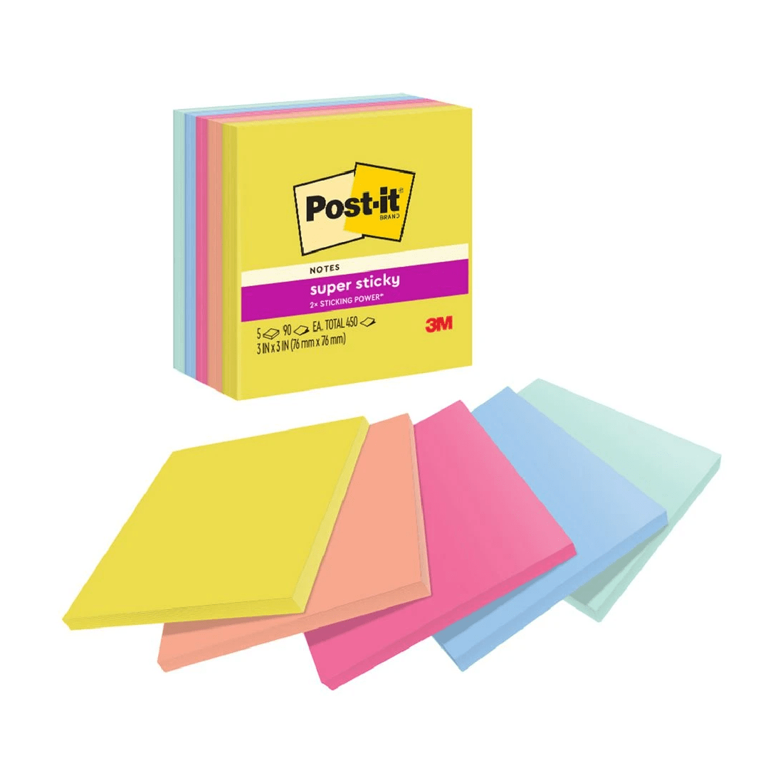 4 Post-it Super Sticky Notes 76 x 76 mm Summer Joy 5 Pack, 4 of 9