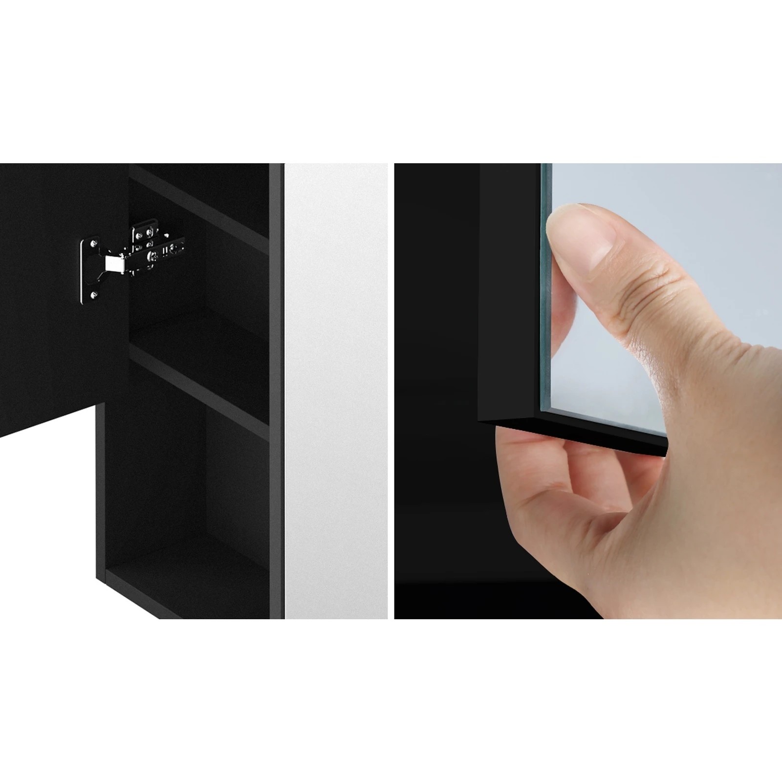 4 Welba Bathroom Mirror Cabinet Storage 750x750mm - Black, 4 of 7