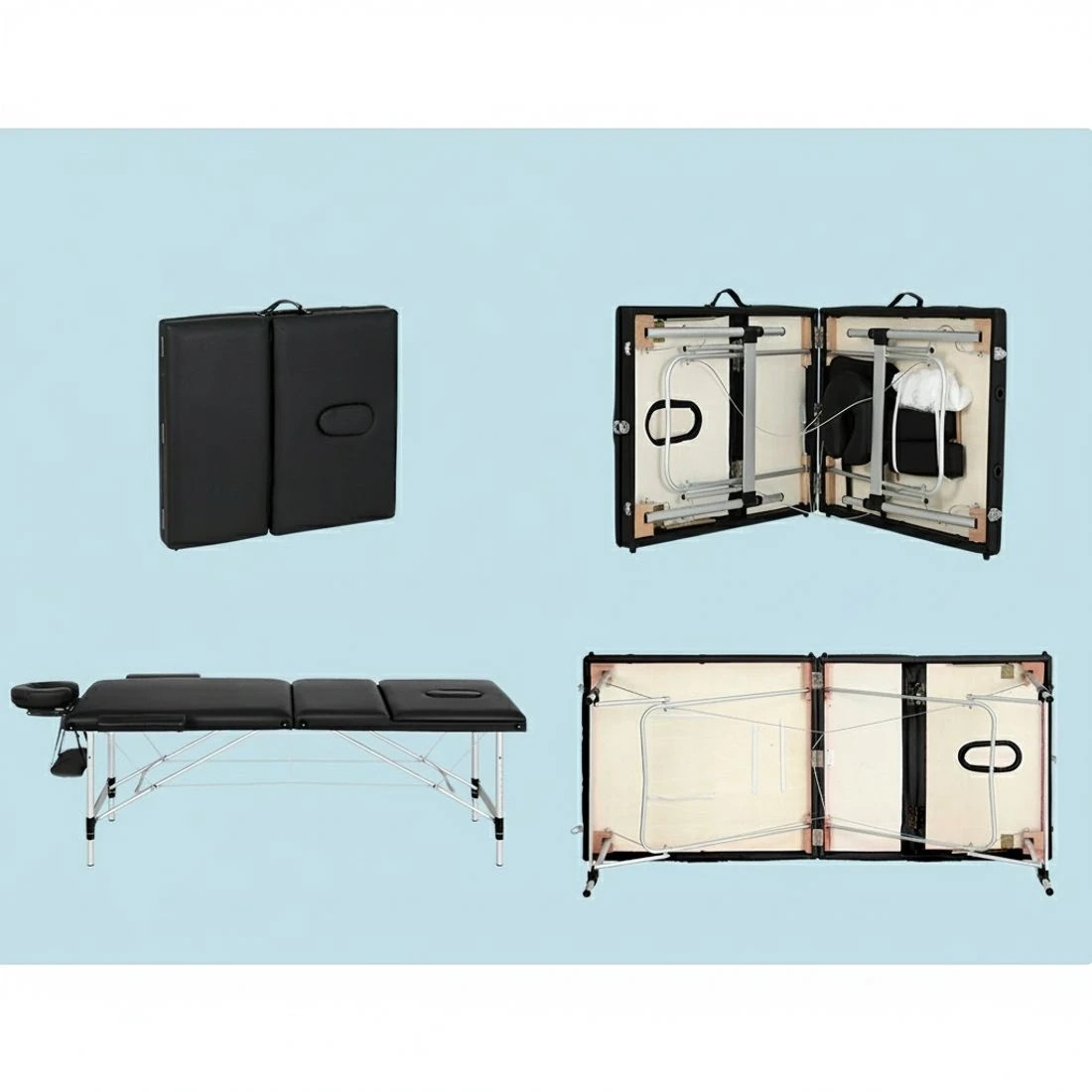 6 Zenses Massage Table 85cm Portable 3 Fold Aluminium Beauty Bed - Black, 6 of 6