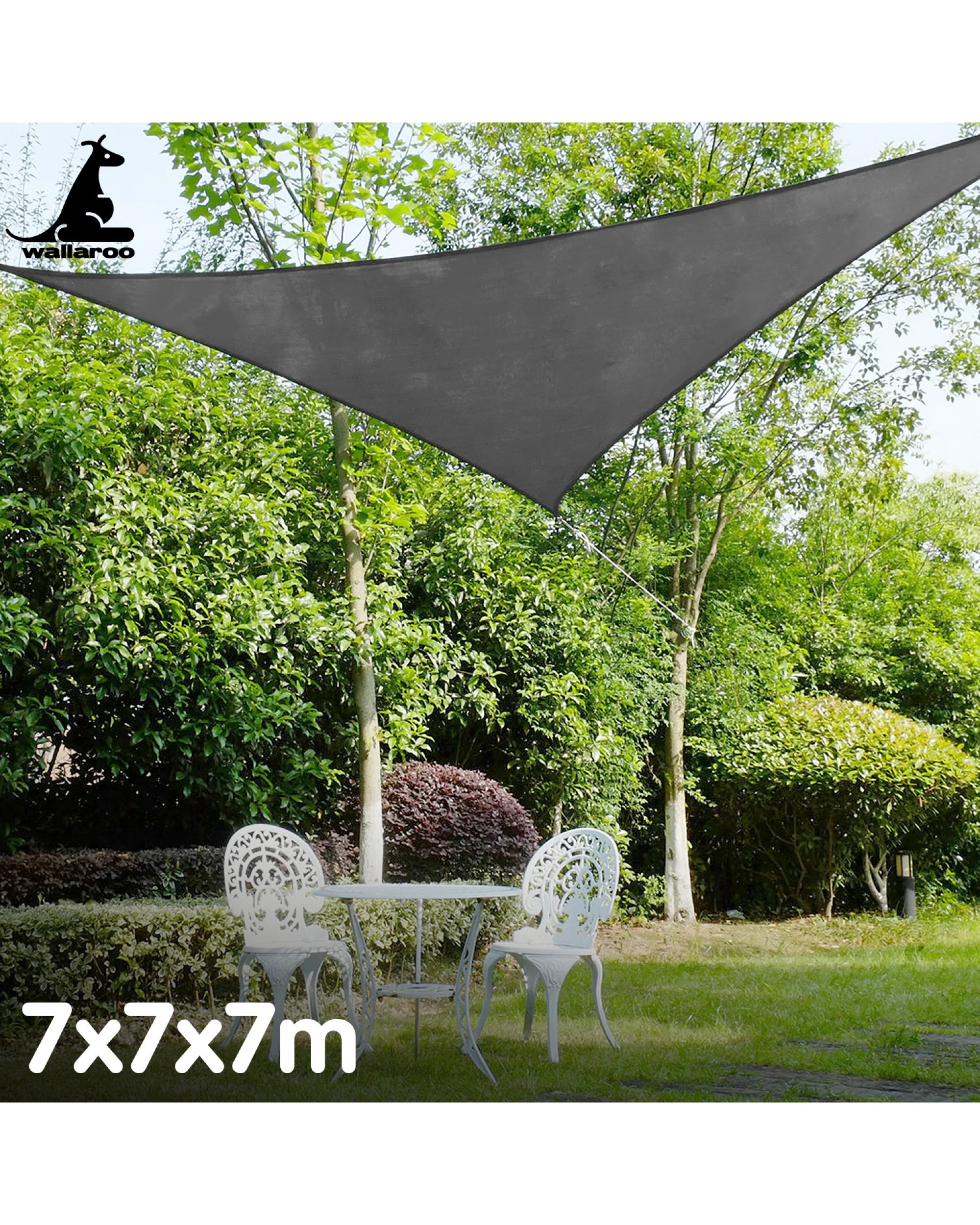 7 Wallaroo 7 x 7 x 7M Outdoor Sun Shade Sail Canopy Triangle - Grey, 7 of 7