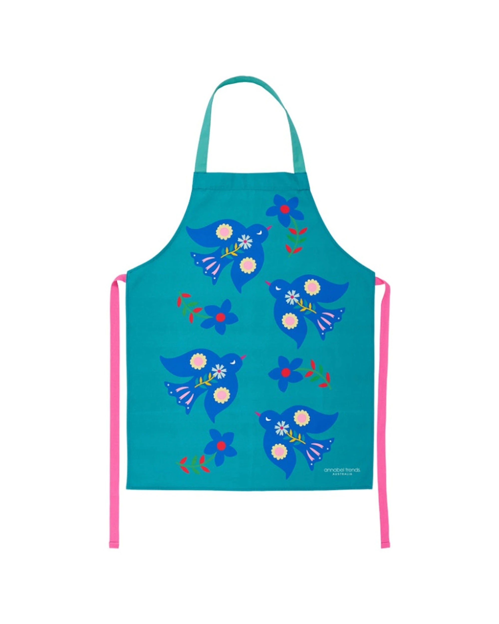 1 Annabel Trends Kitchen Apron Cotton 60x78cm Fiesta Bird Print - Blue, 1 of 2