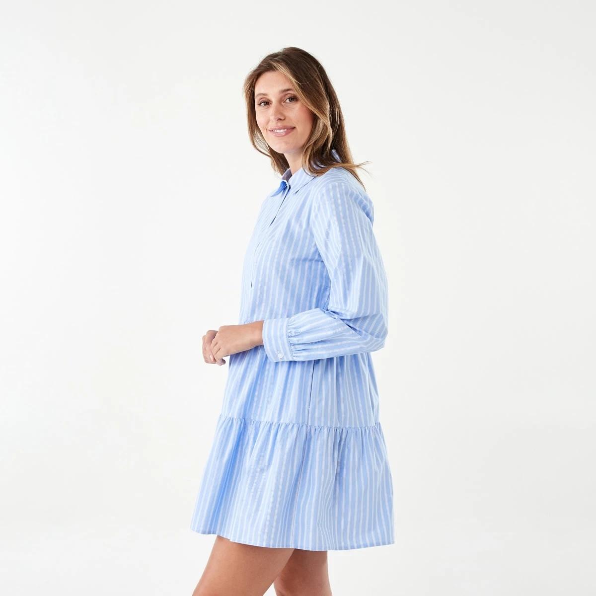2 Long Sleeve Button Shirt Mini Dress Tina Strp, 2 of 9