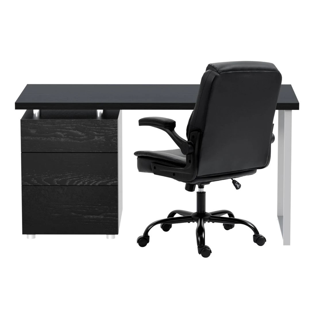 3 Artiss Computer Desk Executive Office Chairs Sets - Black, 3 of 6