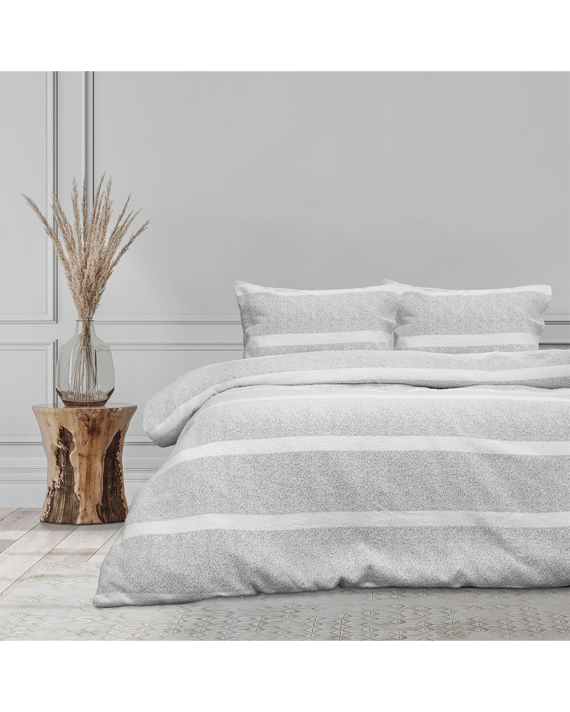 1 Ardor Boudior Liam Chenille Stripe Quilt Cover Set King - Grey, 1 of 1