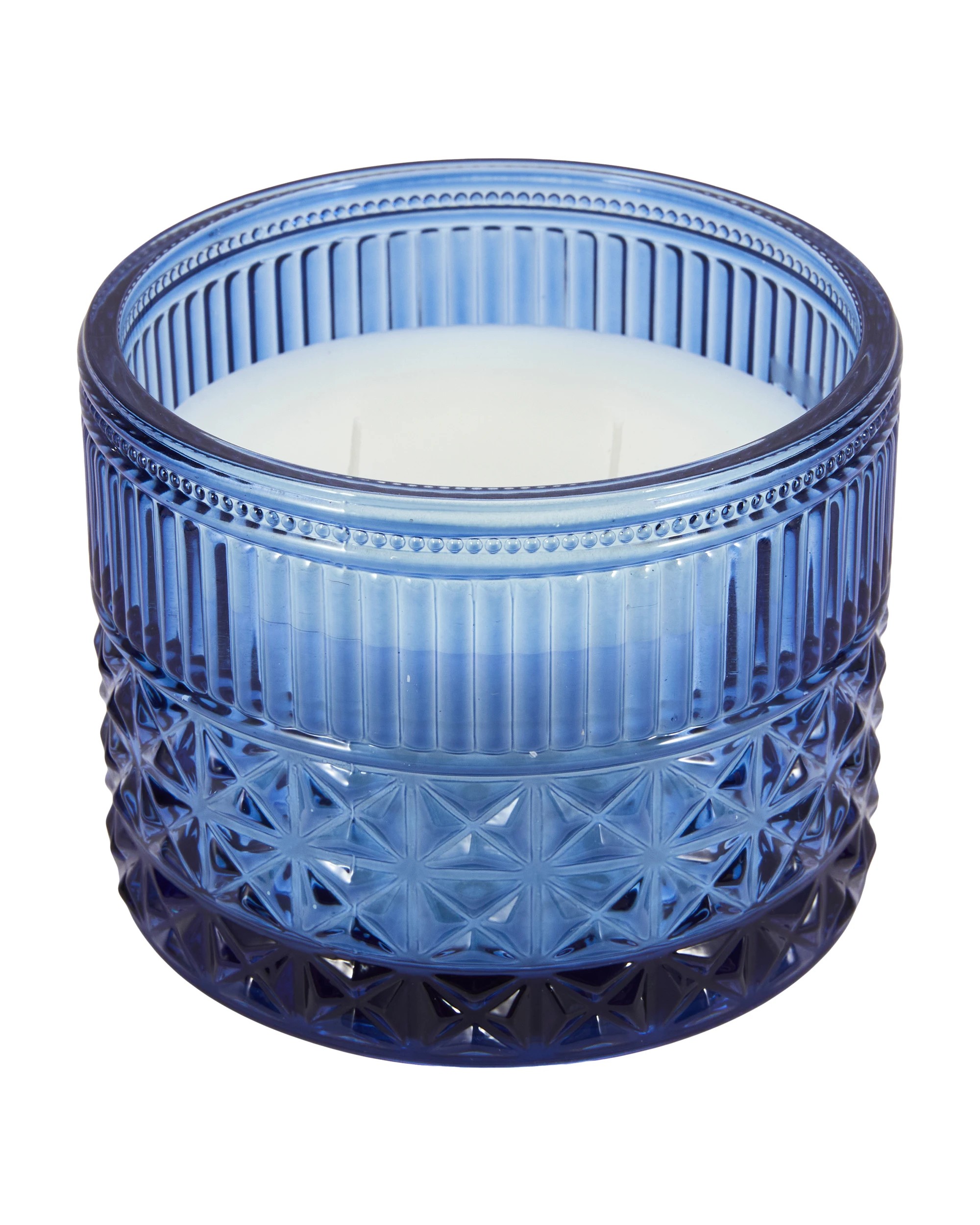2 Blue Embossed Glass Candle, 2 of 5