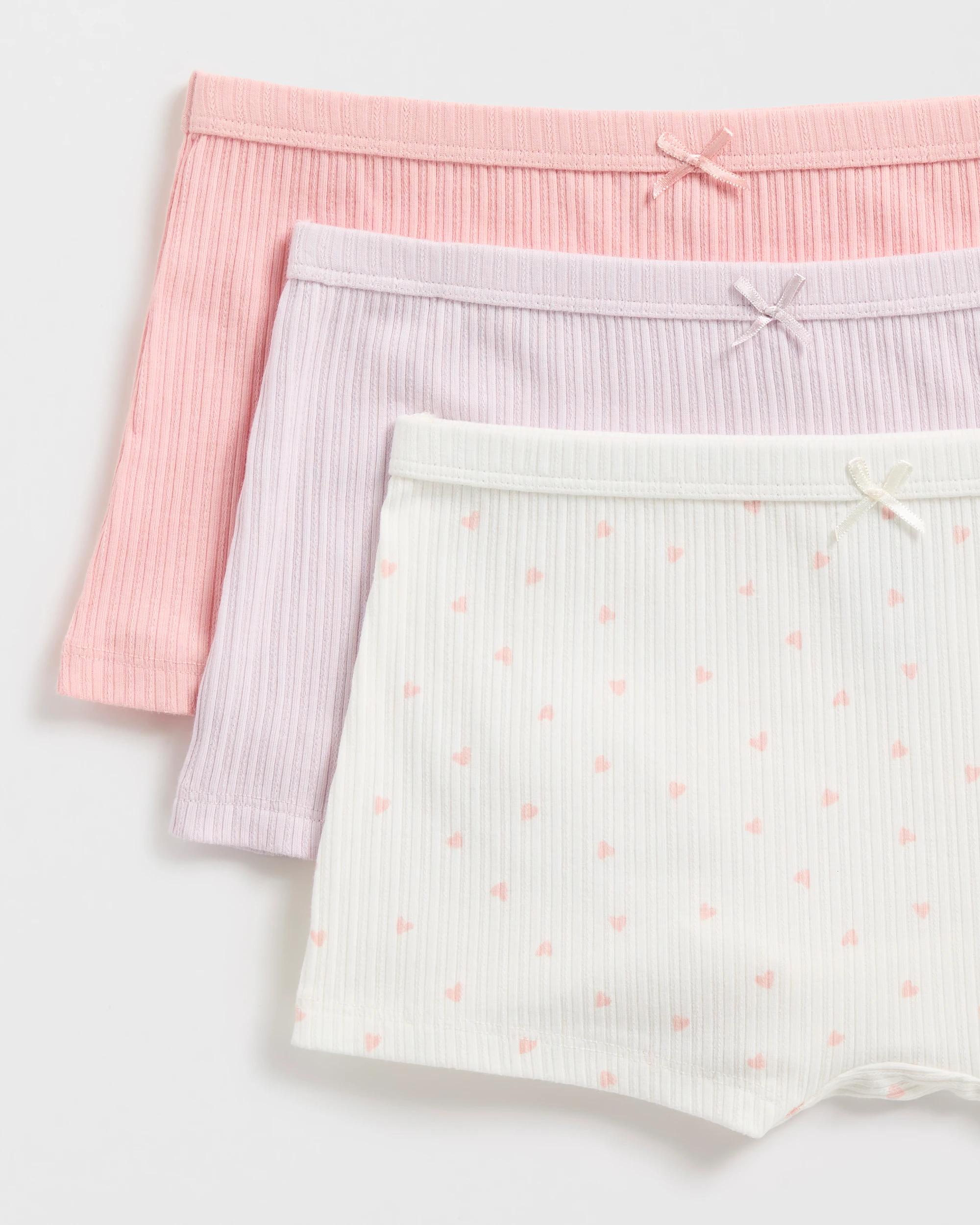 2 Australian Cotton Blend Older Girls Shorties 3 Pack - Maxx CREAM HEART, 2 of 2