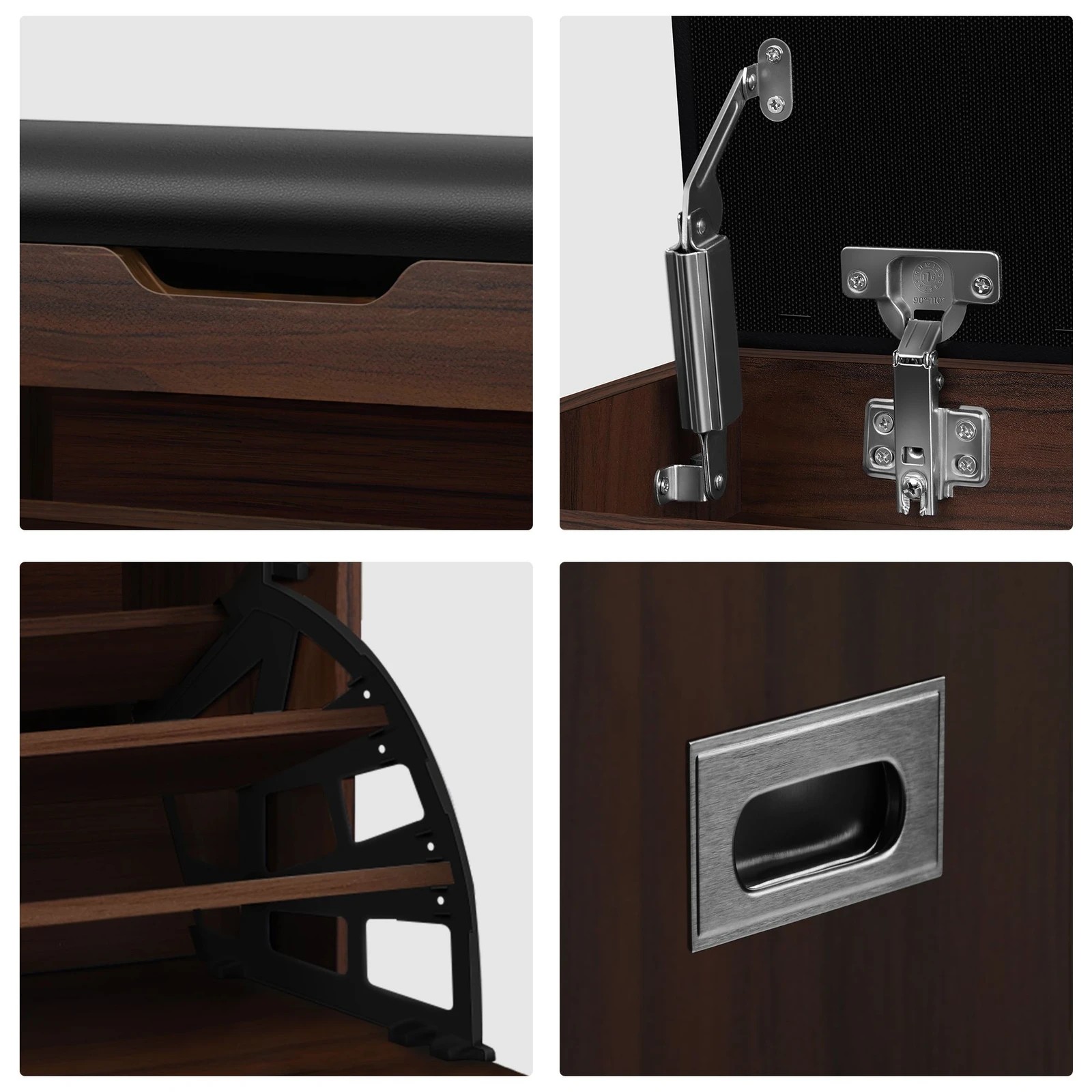 6 Alfordson Shoe Cabinet Bench Storage Rack Organiser Shelf 12 Pairs - Walnut, 6 of 10