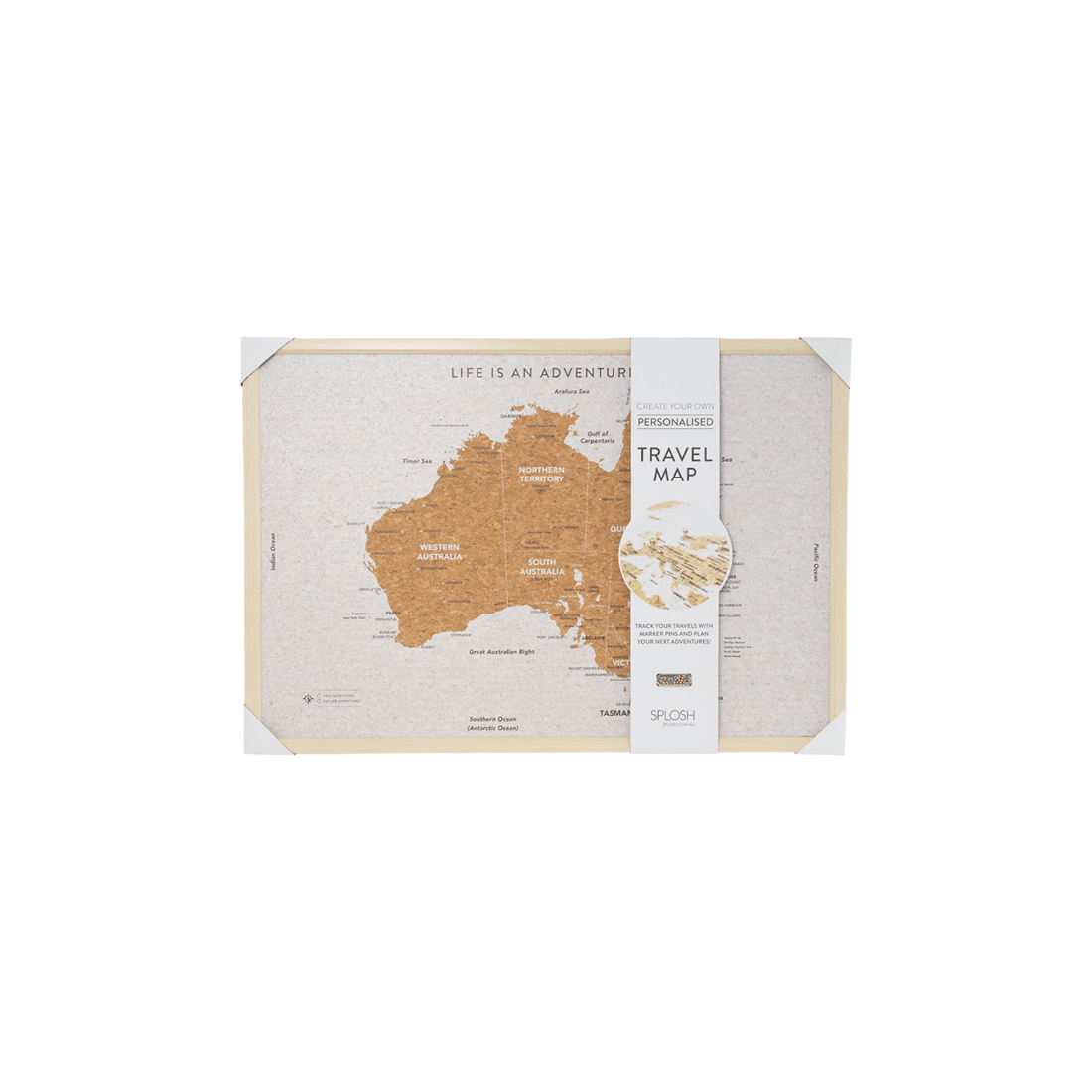 1 Travel 99x70cm Large Australia Map Adventure/trip Framed Cork Board W/ Pins
 - Brown, 1 of 3