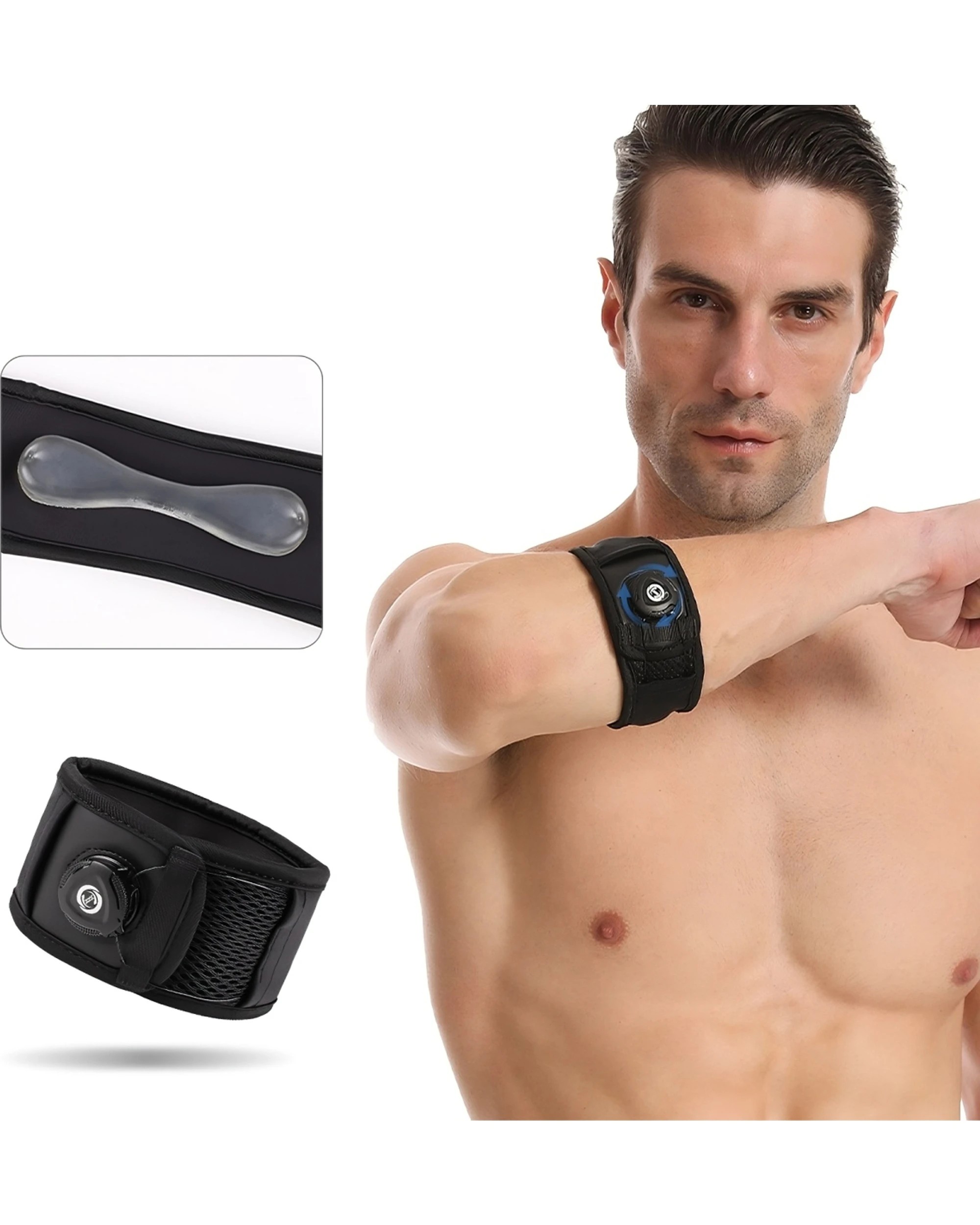 3 Bodyassist Tennis Elbow Strap With Pressure Dial Unisex Orthopaedic Support L-X - Black, 3 of 4