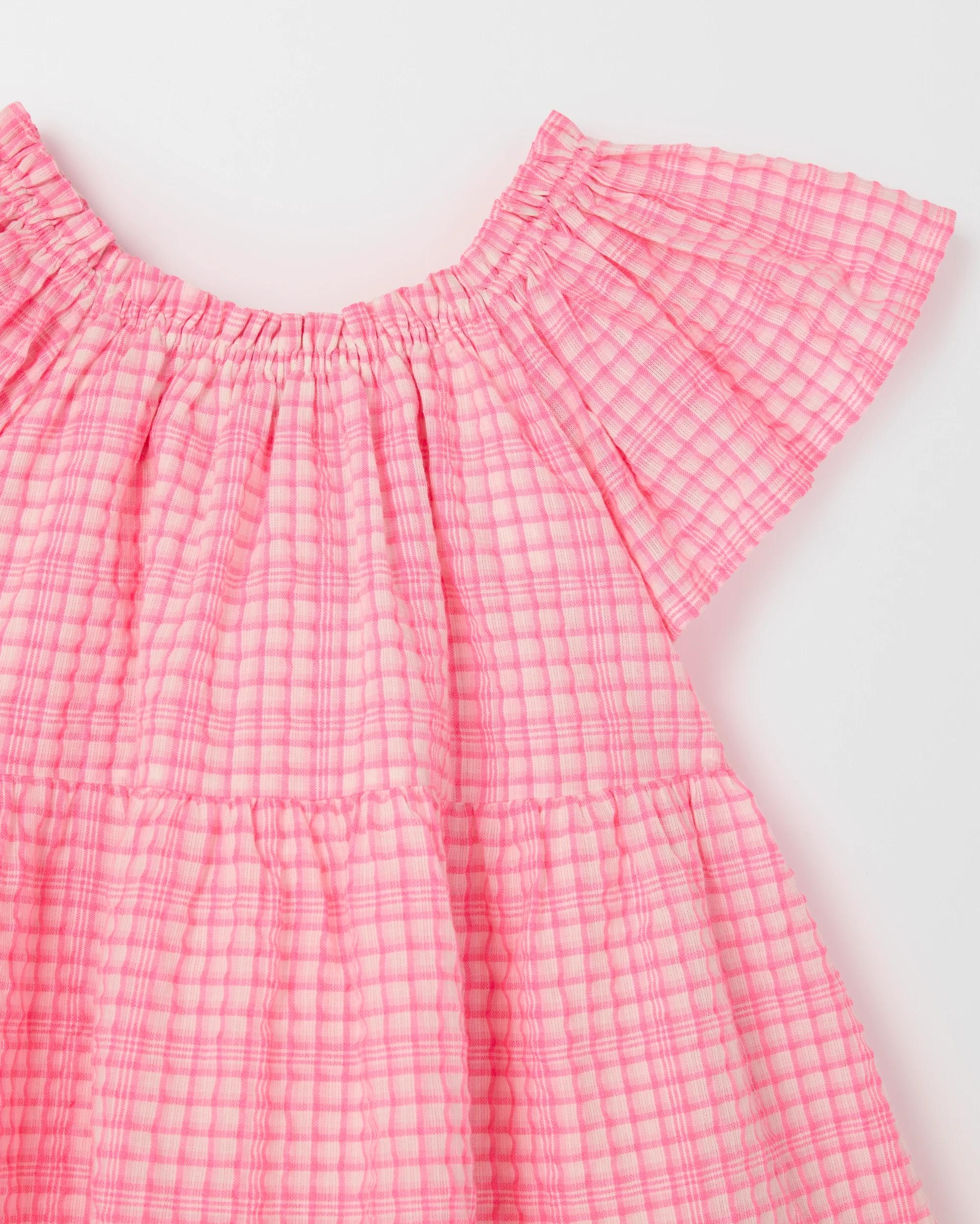 6 Target Kids Fashion Flutter Sleeve Woven Dress PINK + WHITE, 6 of 6