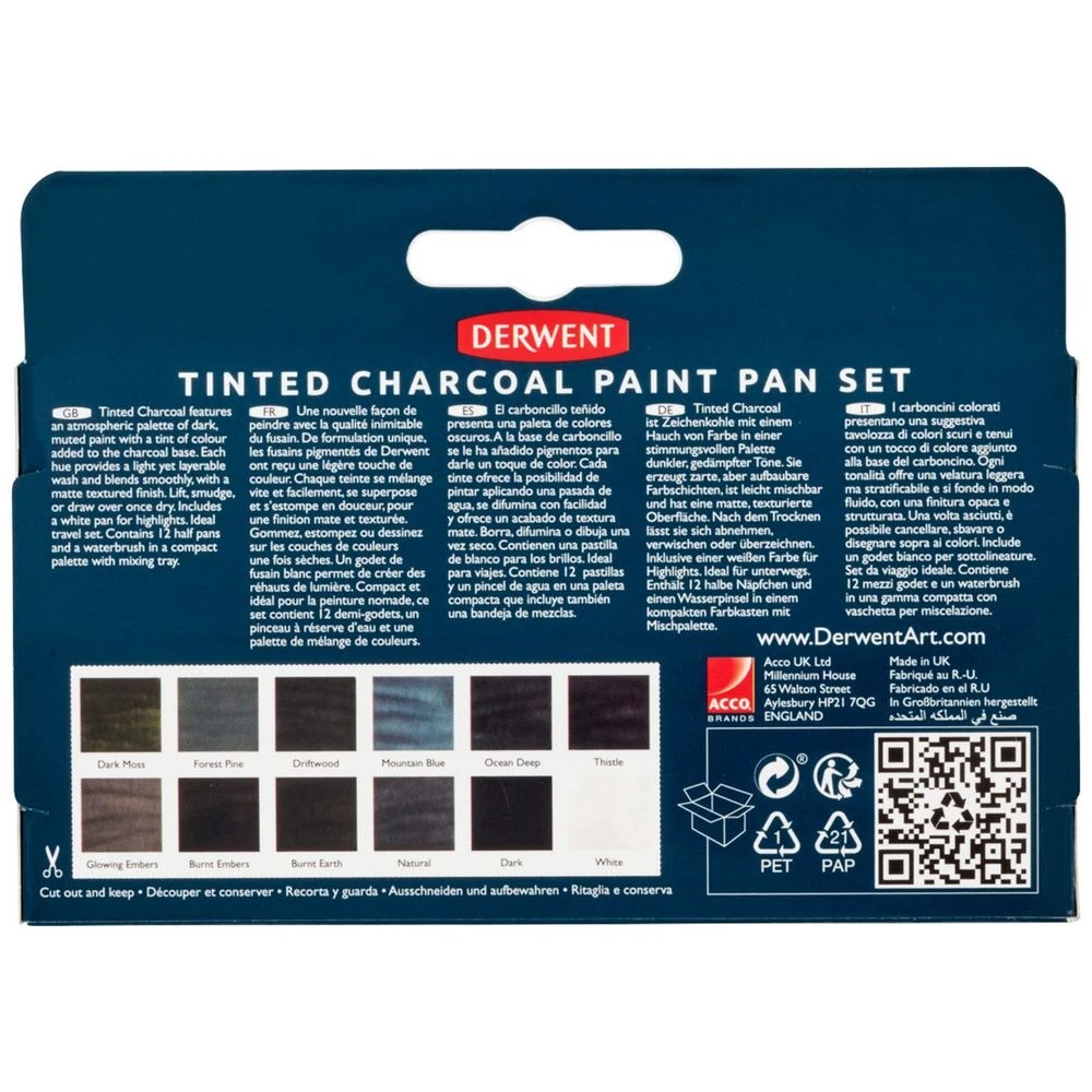4 Derwent Tinted Charcoal Paint Pan 12 Pack, 4 of 4