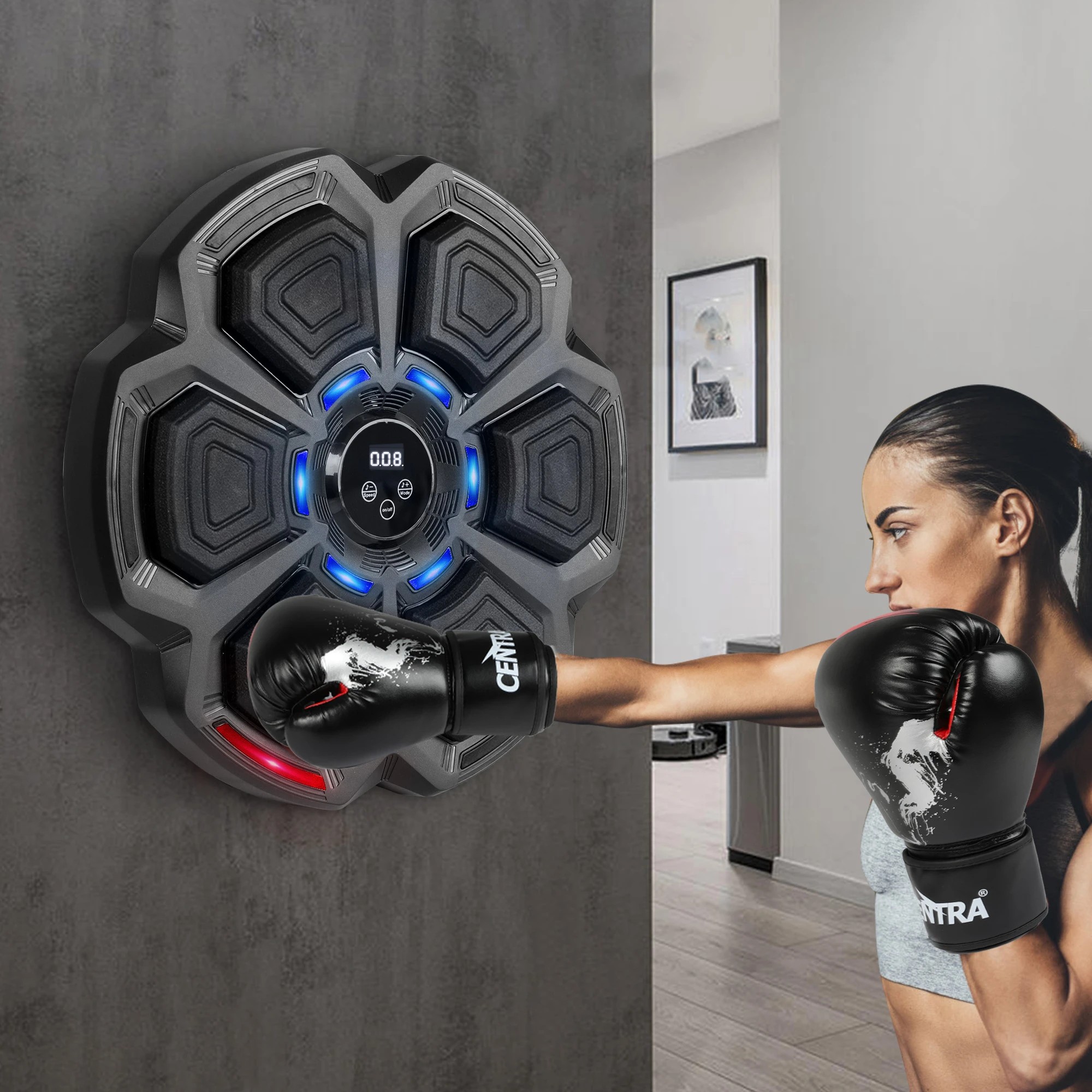 7 Centra Smart Boxing Target And Large Boxing Gloves - Black, 7 of 9