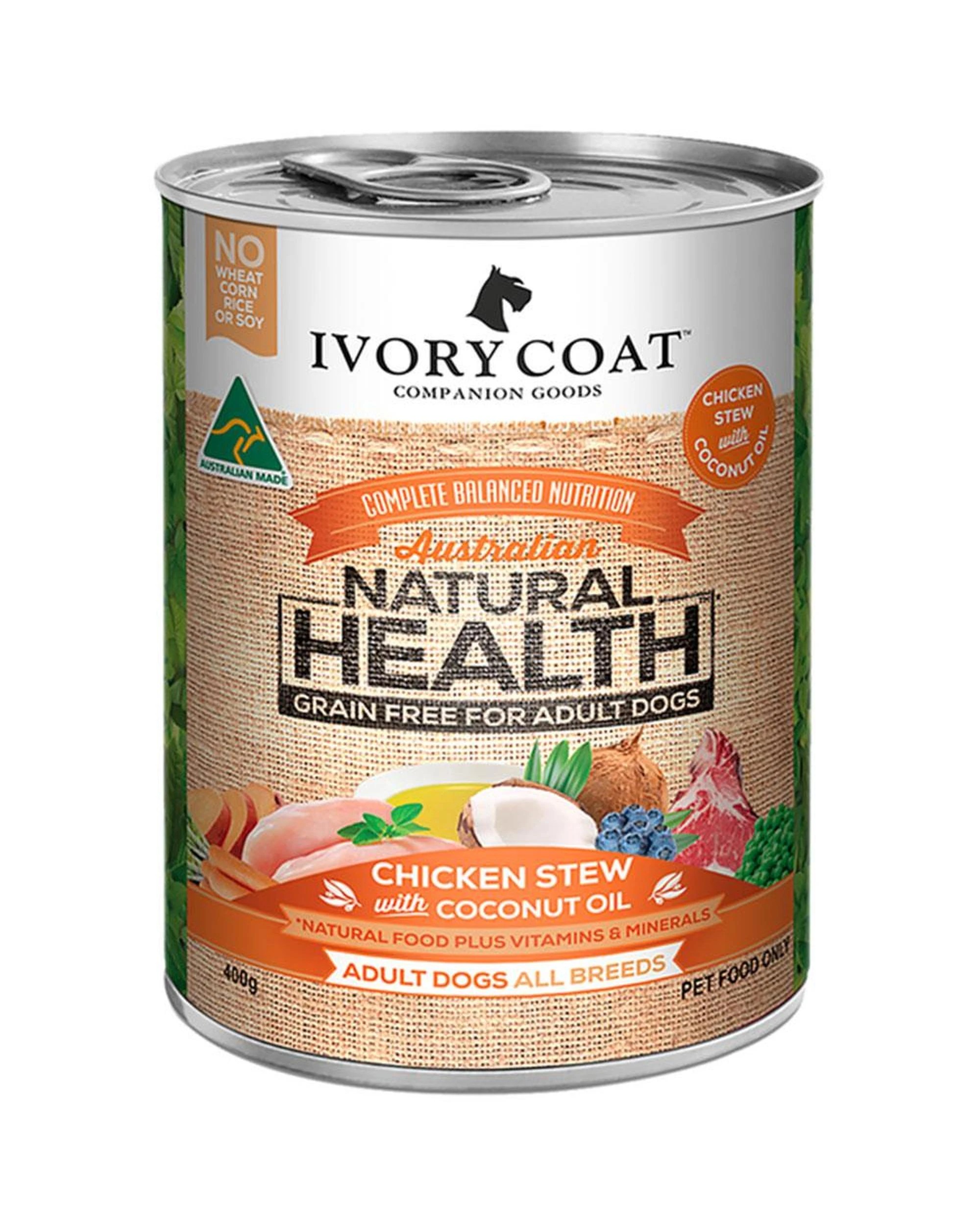 1 Ivory Coat Dog Adult Chicken Stew With Coconut Oil 400g Cans x 12, 1 of 1