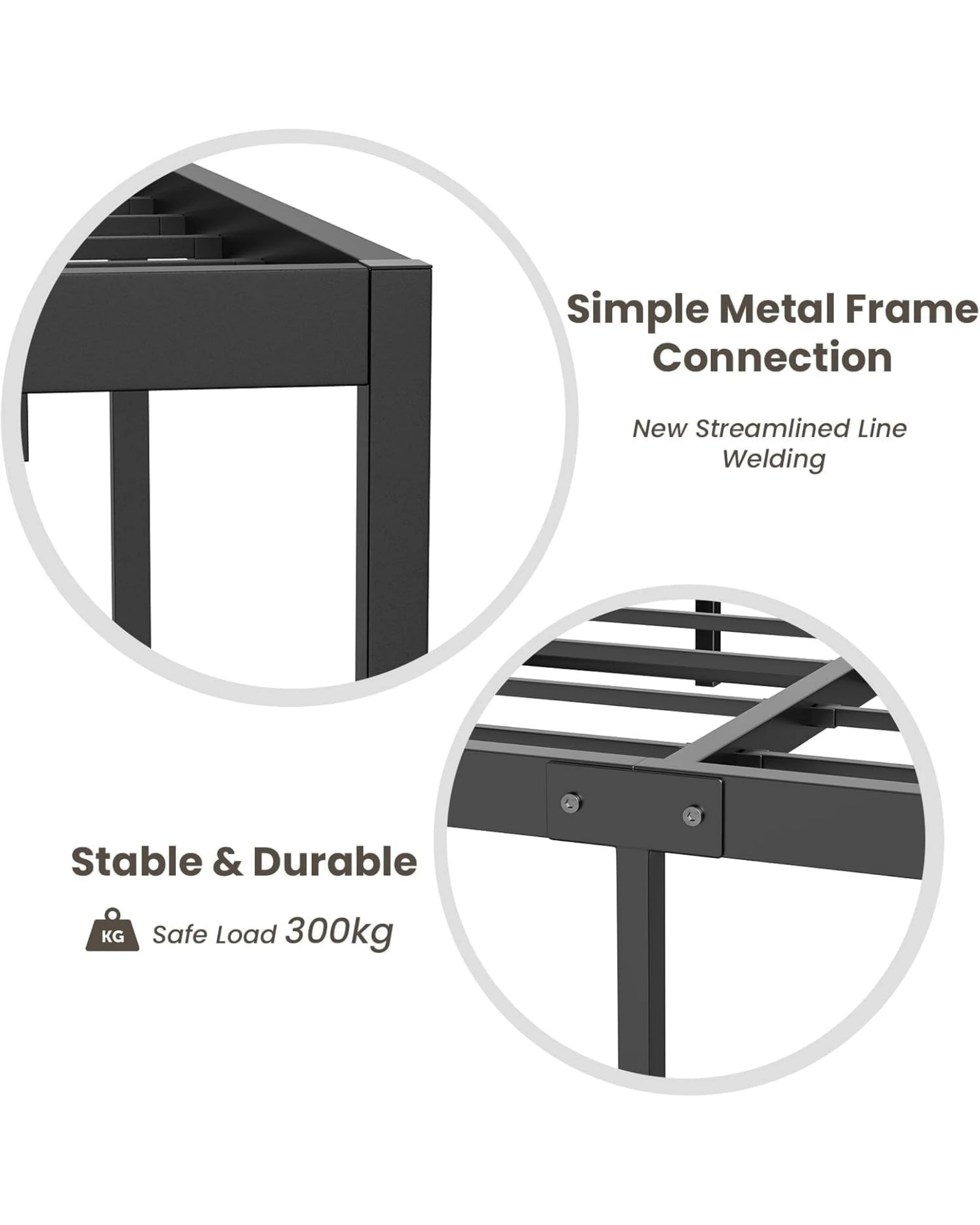 4 Advwin Queen Metal Bed Frame Black, 4 of 8