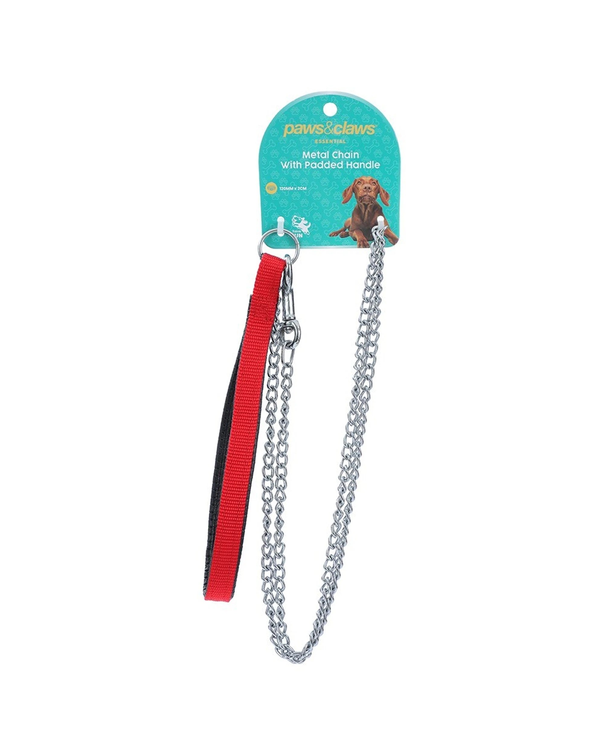 2 Paws And Claws 2pk Pet Dog Chain Lead With Padded Handle 120cm - Red, 2 of 9